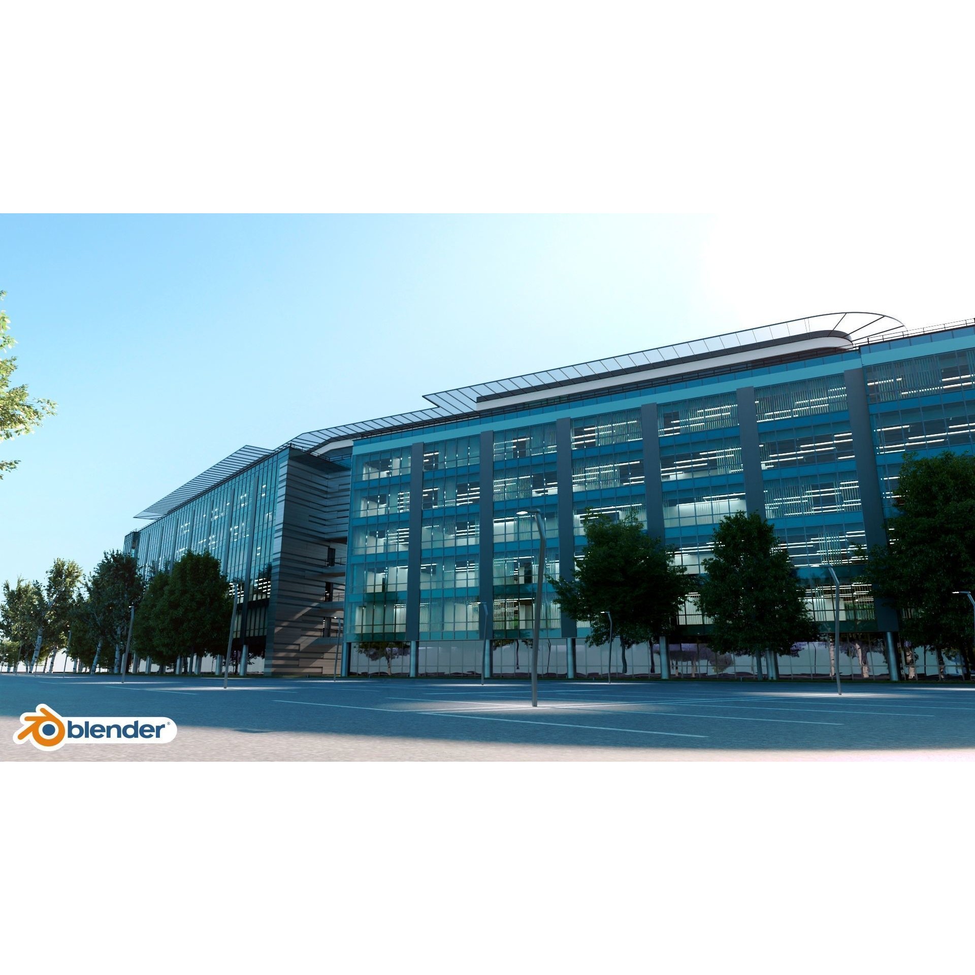 Glass Office Building - Day and Night 3D Model - View 35