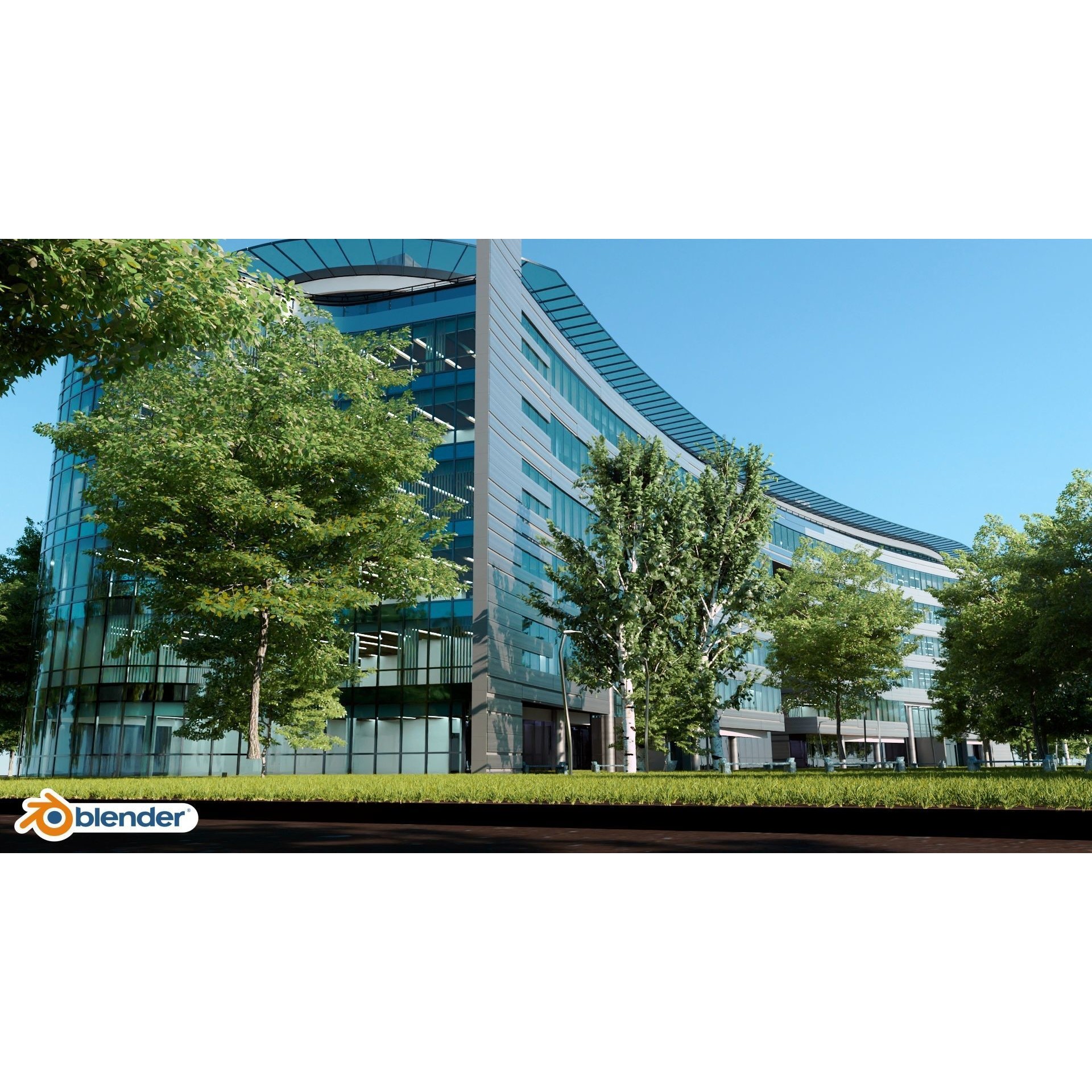 Glass Office Building - Day and Night 3D Model - View 36