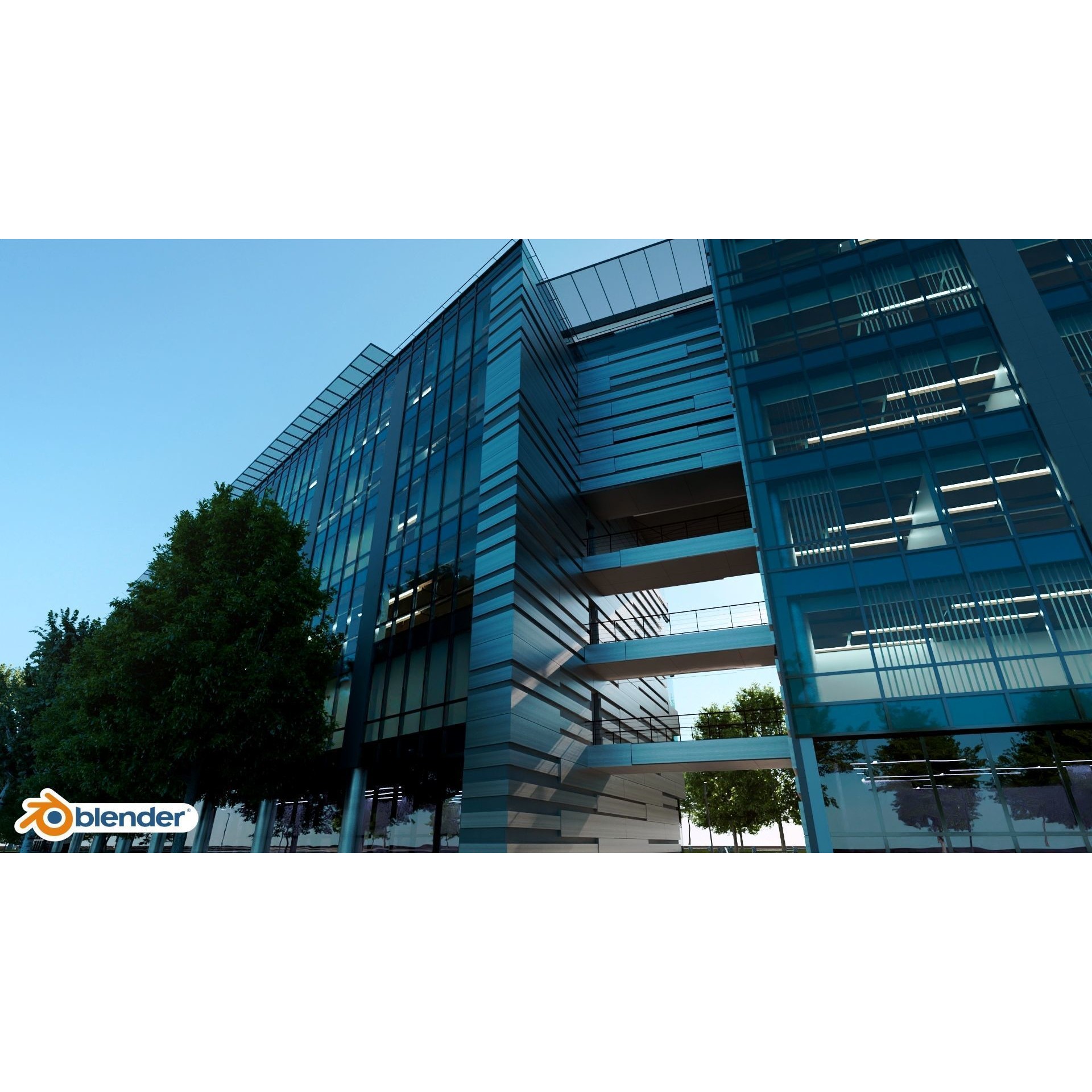 Glass Office Building - Day and Night 3D Model - View 38