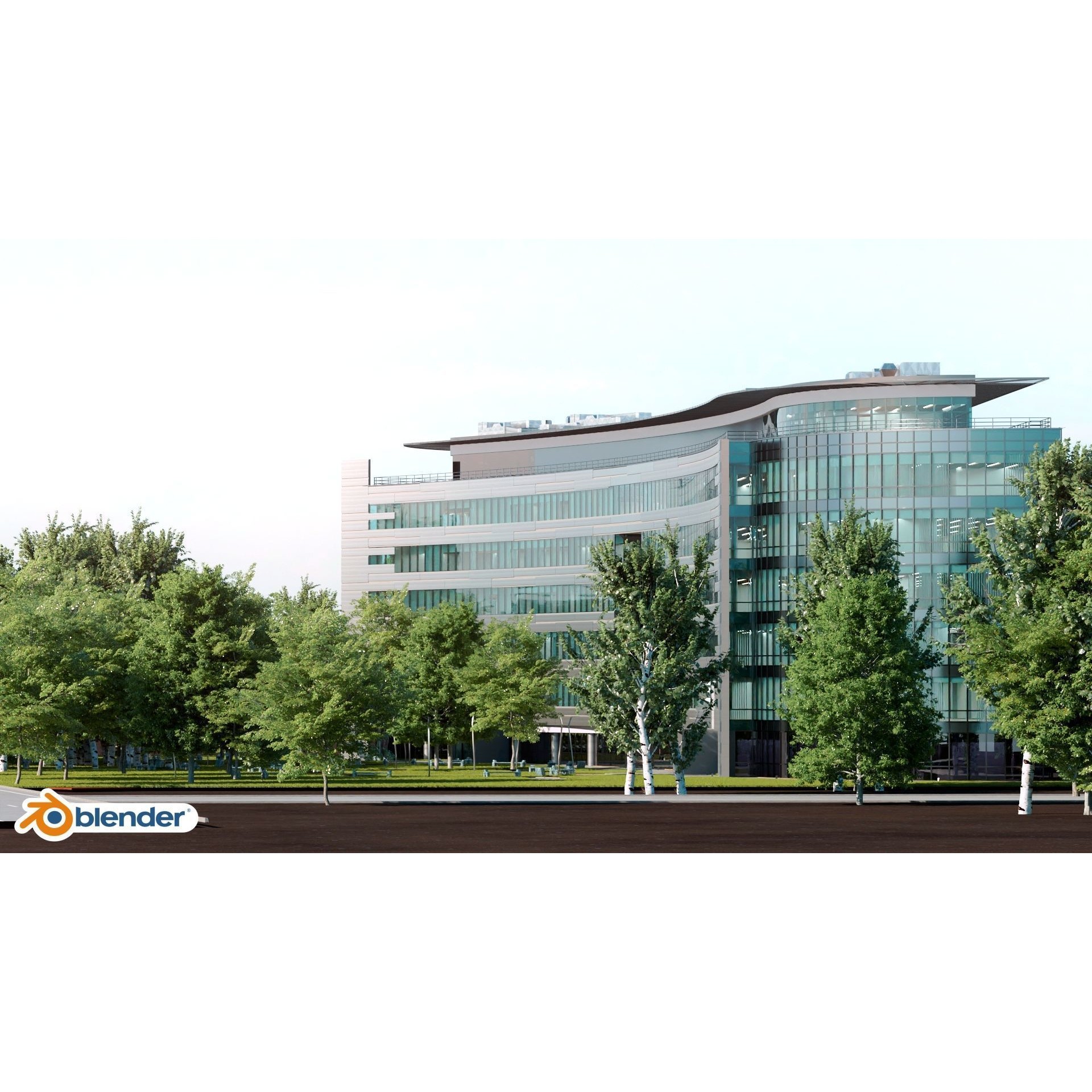 Glass Office Building - Day and Night 3D Model - View 49