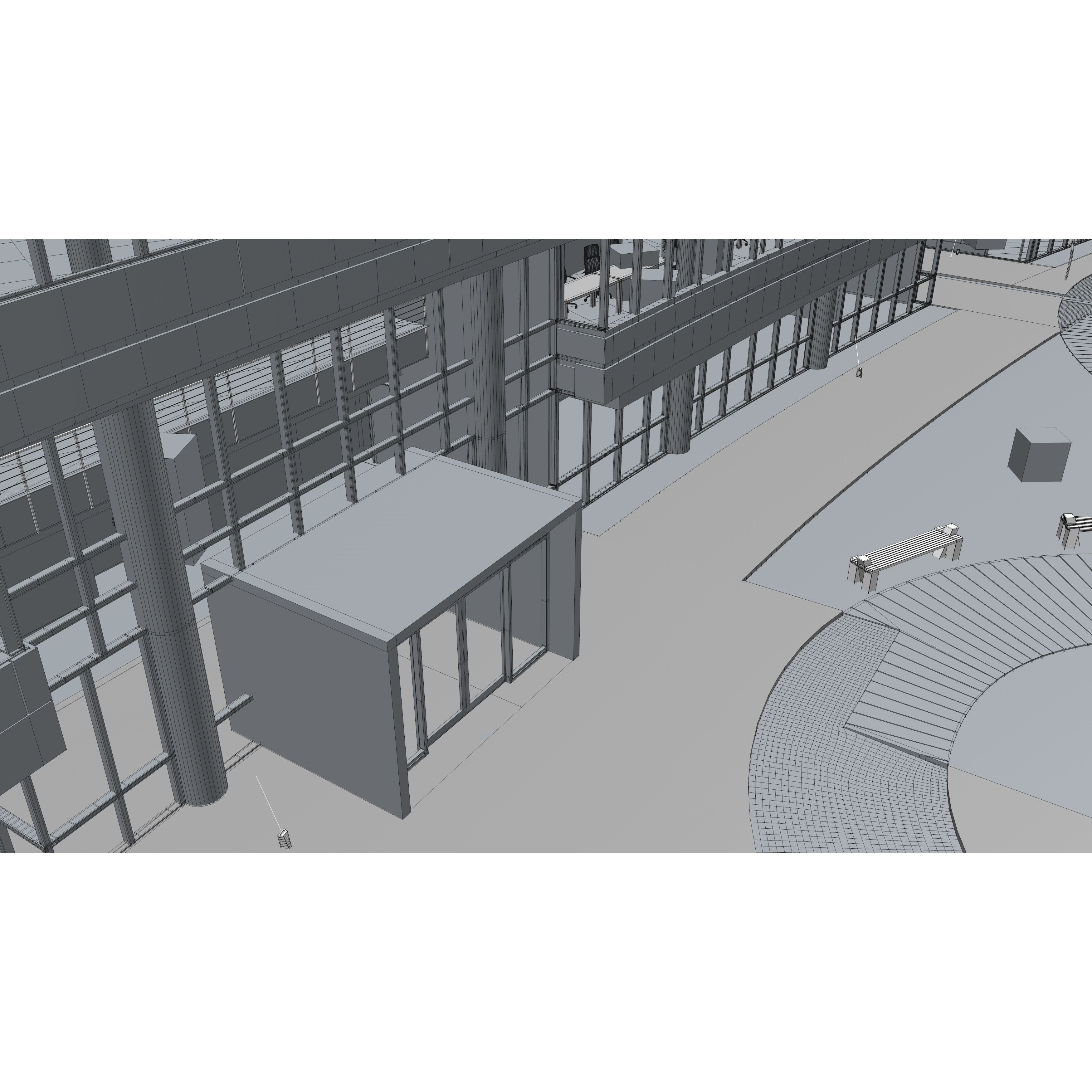 Glass Office Building - Day and Night 3D Model - View 54