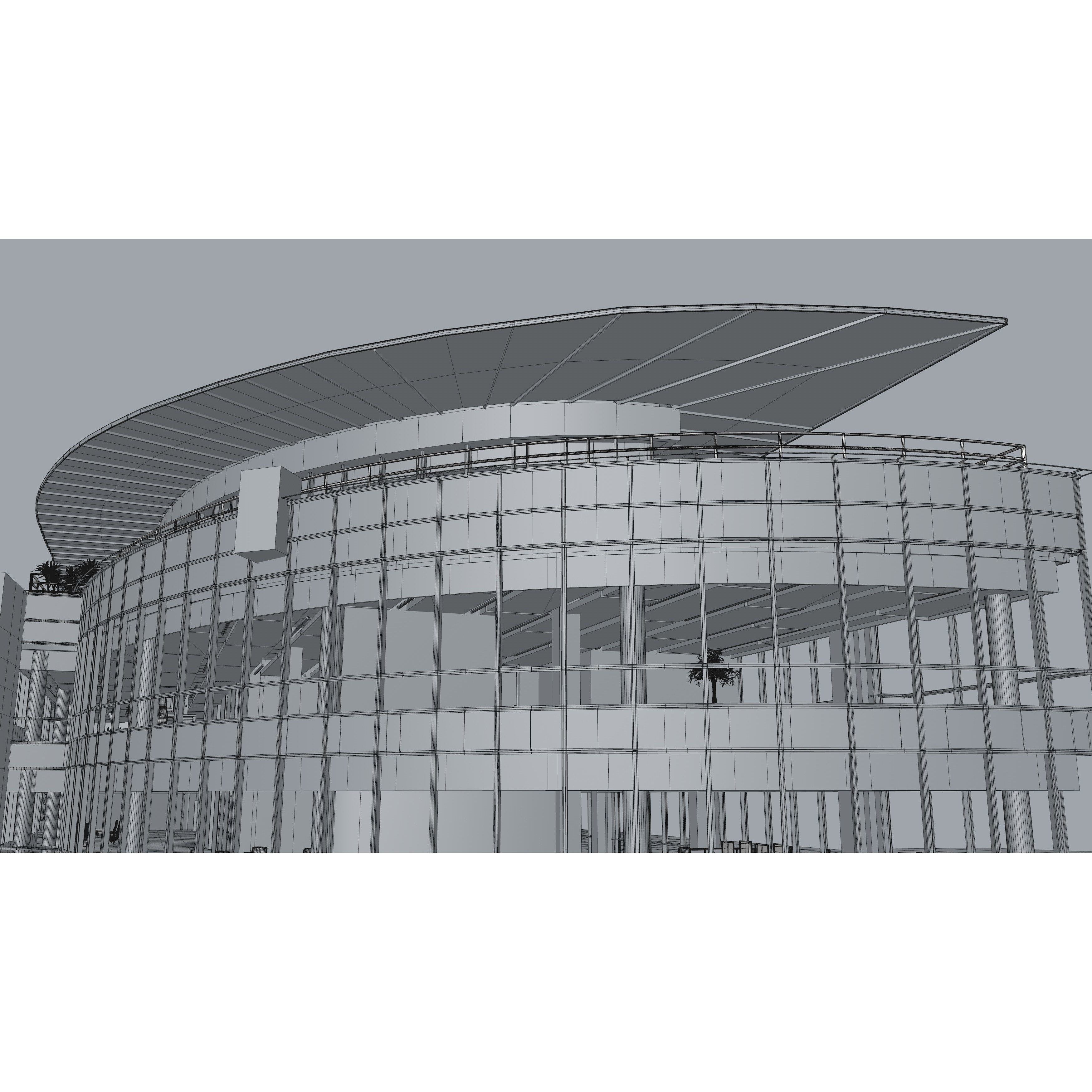 Glass Office Building - Day and Night 3D Model - View 55