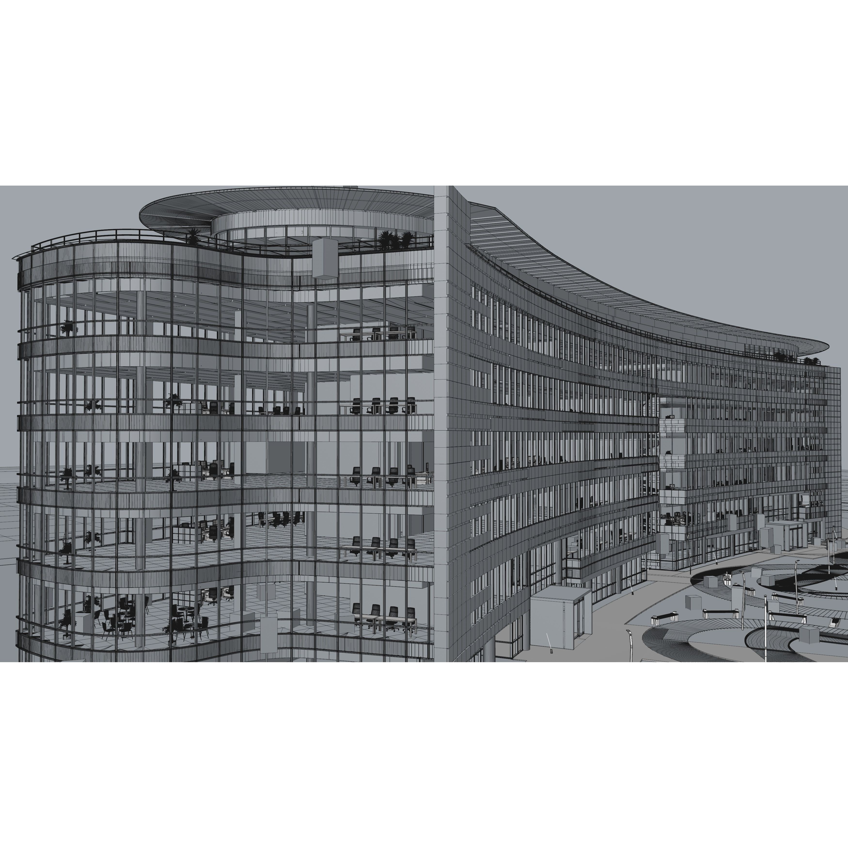 Glass Office Building - Day and Night 3D Model - View 56