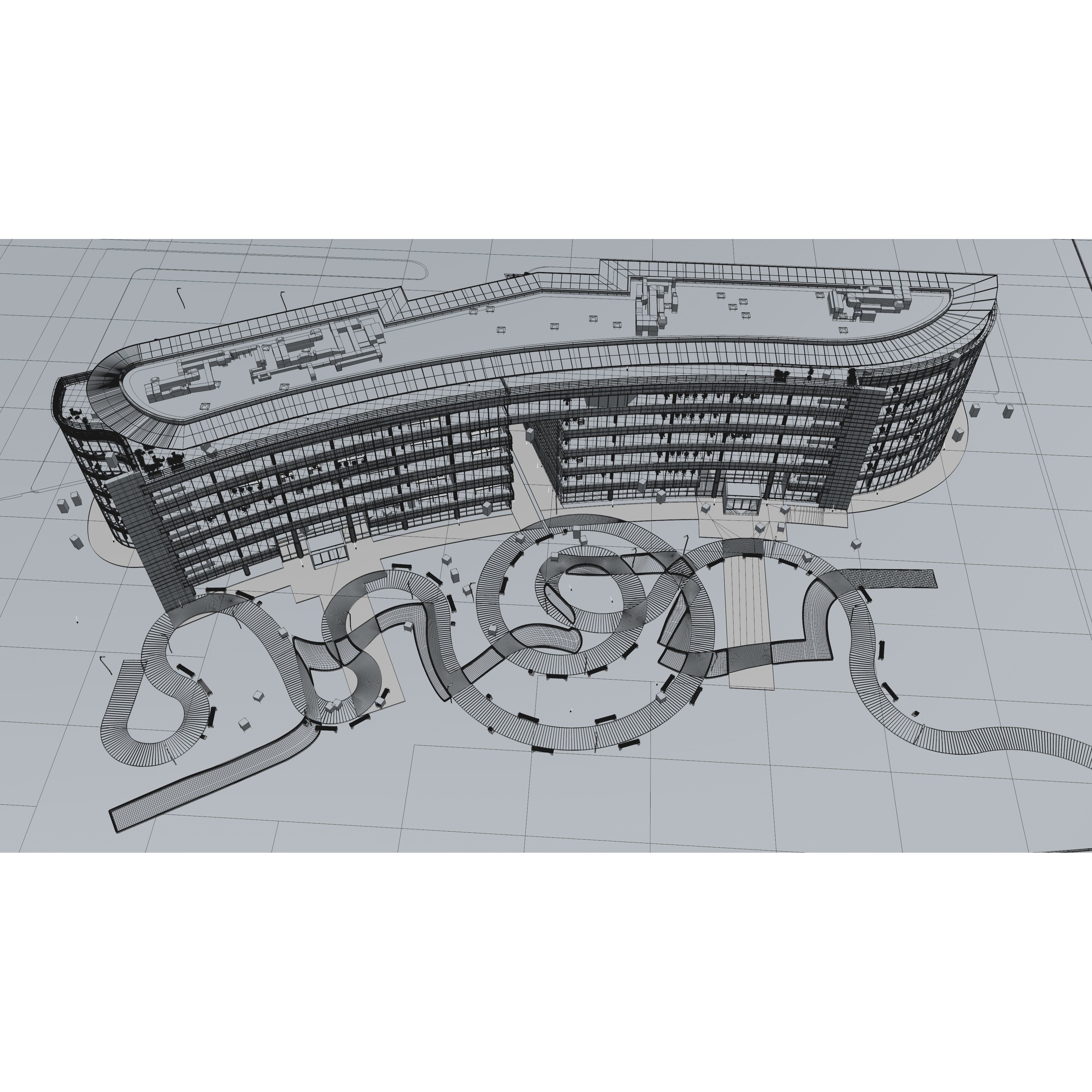 Glass Office Building - Day and Night 3D Model - View 57