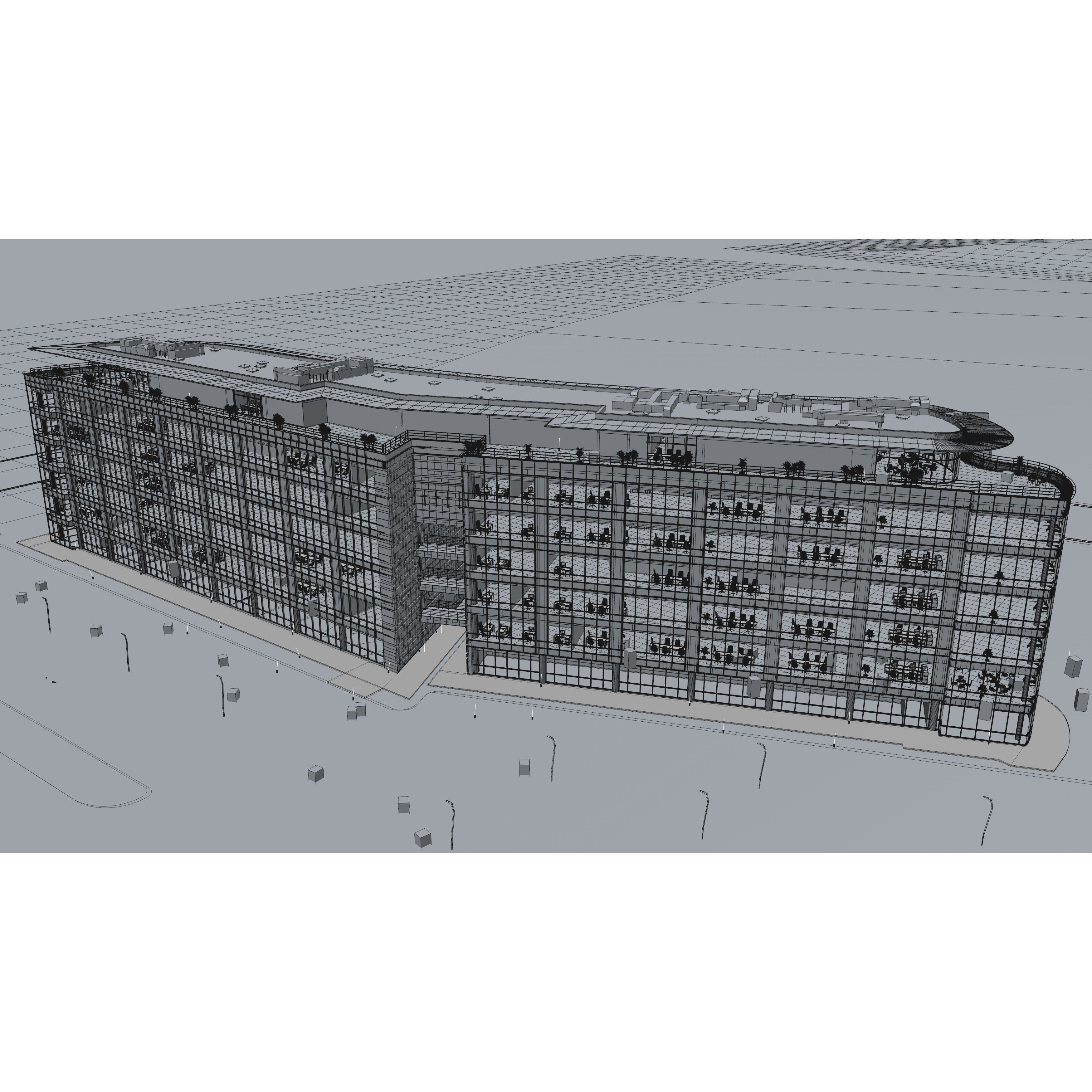 Glass Office Building - Day and Night 3D Model - View 59