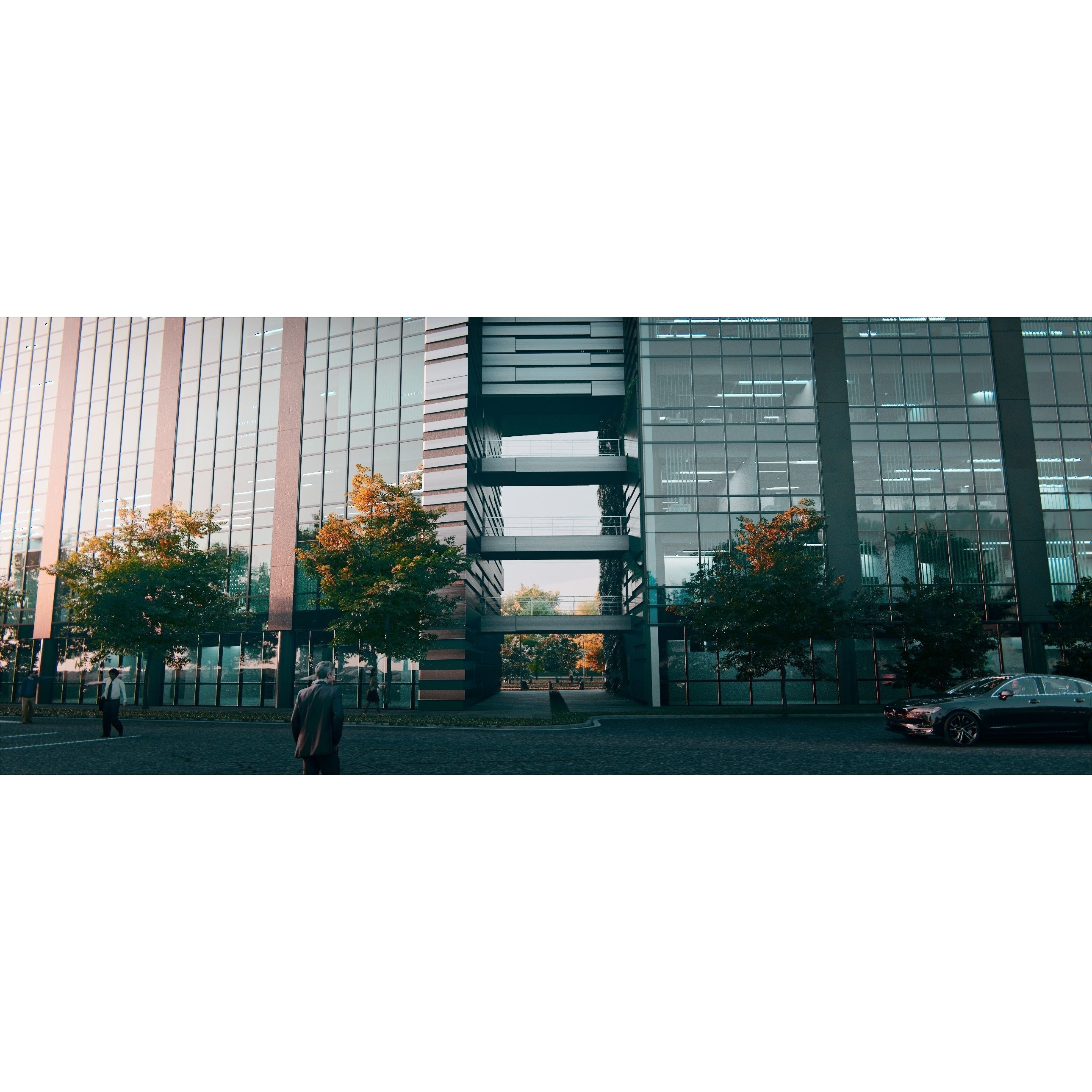 Glass Office Building - Day and Night 3D Model - View 6