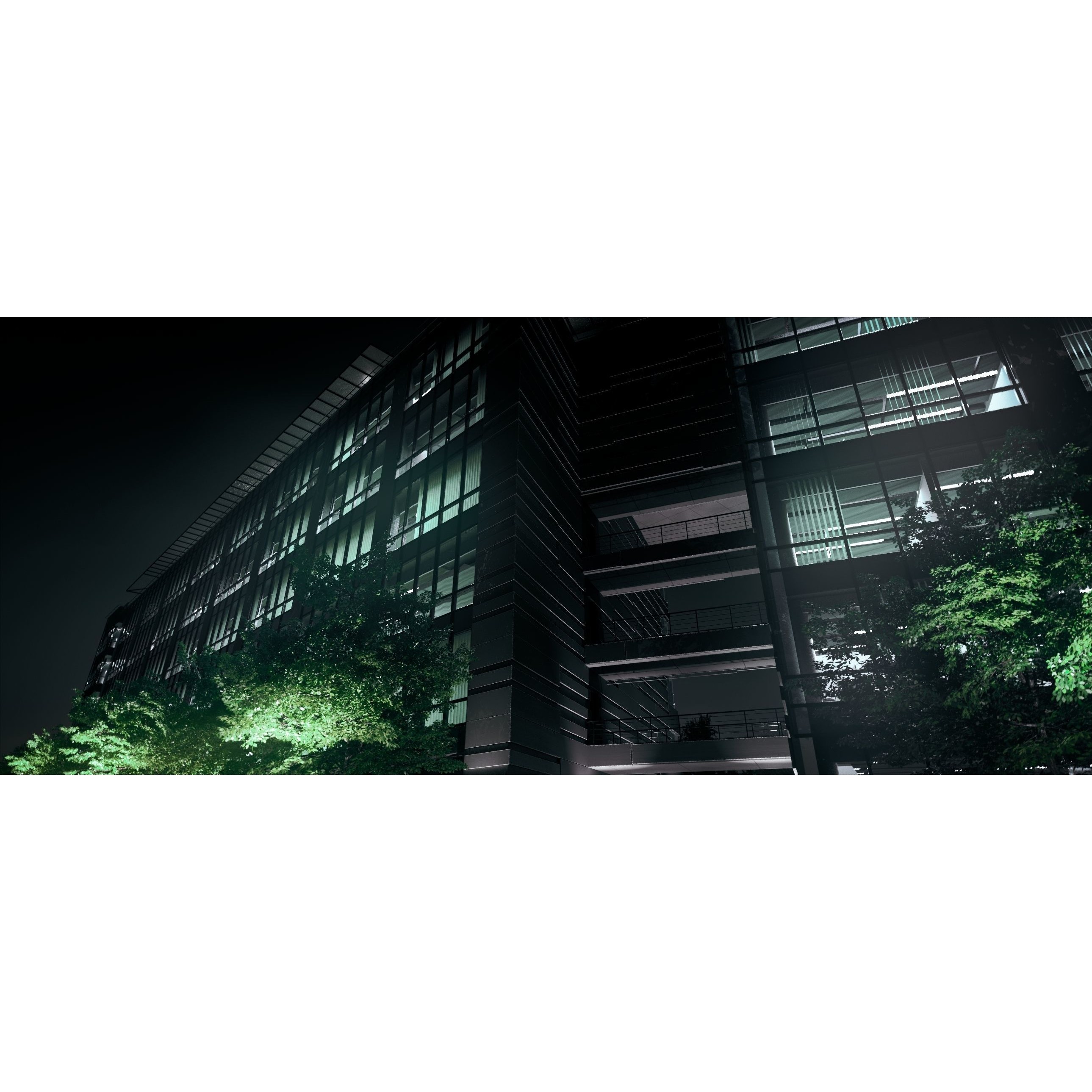 Glass Office Building - Day and Night 3D Model - View 60