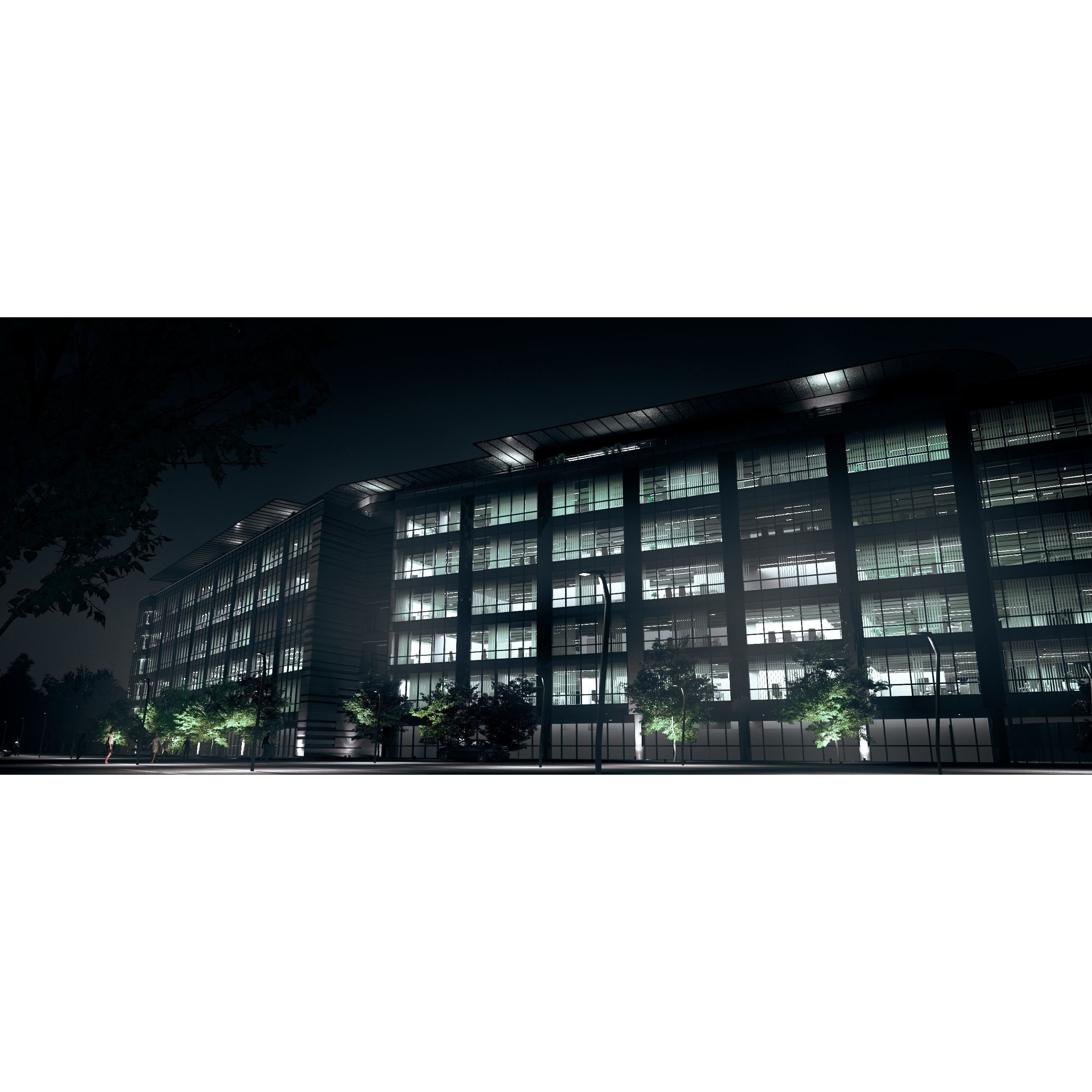 Glass Office Building - Day and Night 3D Model - View 66