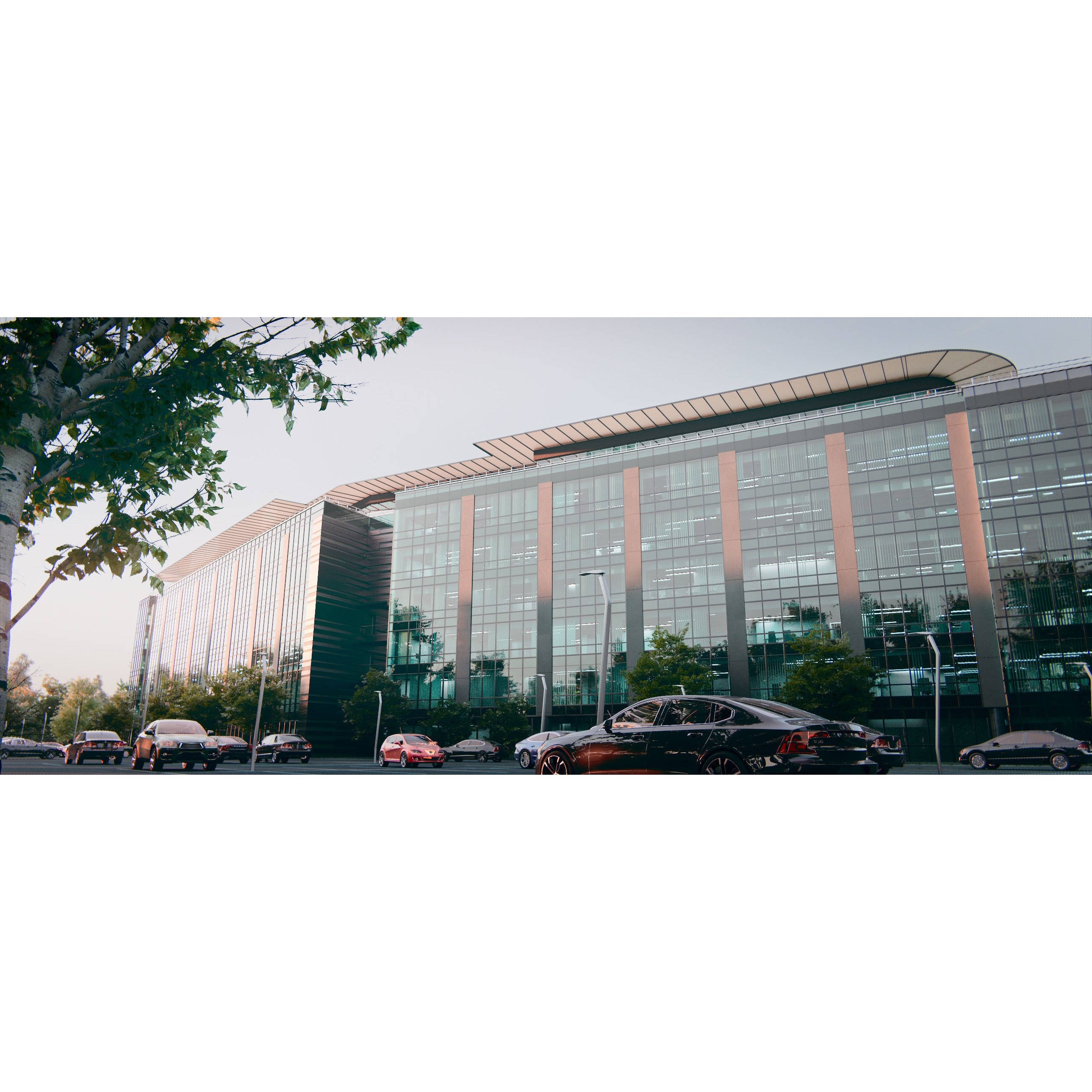 Glass Office Building - Day and Night 3D Model - View 8