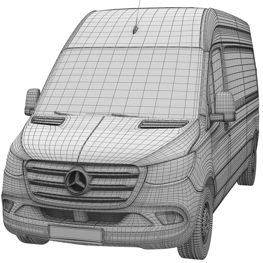 Mercedes-Benz Sprinter L2H2 Van 3D Model – High Poly Game Asset, FBX, OBJ, Blender - View 19