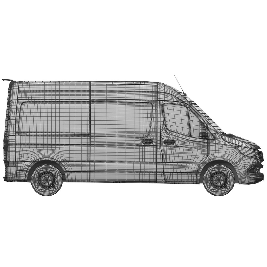 Mercedes-Benz Sprinter L2H2 Van 3D Model – High Poly Game Asset, FBX, OBJ, Blender - View 23