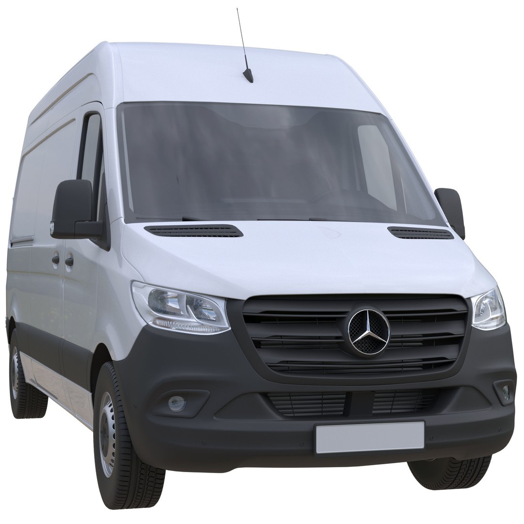 Mercedes-Benz Sprinter L2H2 Van 3D Model – High Poly Game Asset, FBX, OBJ, Blender - View 3
