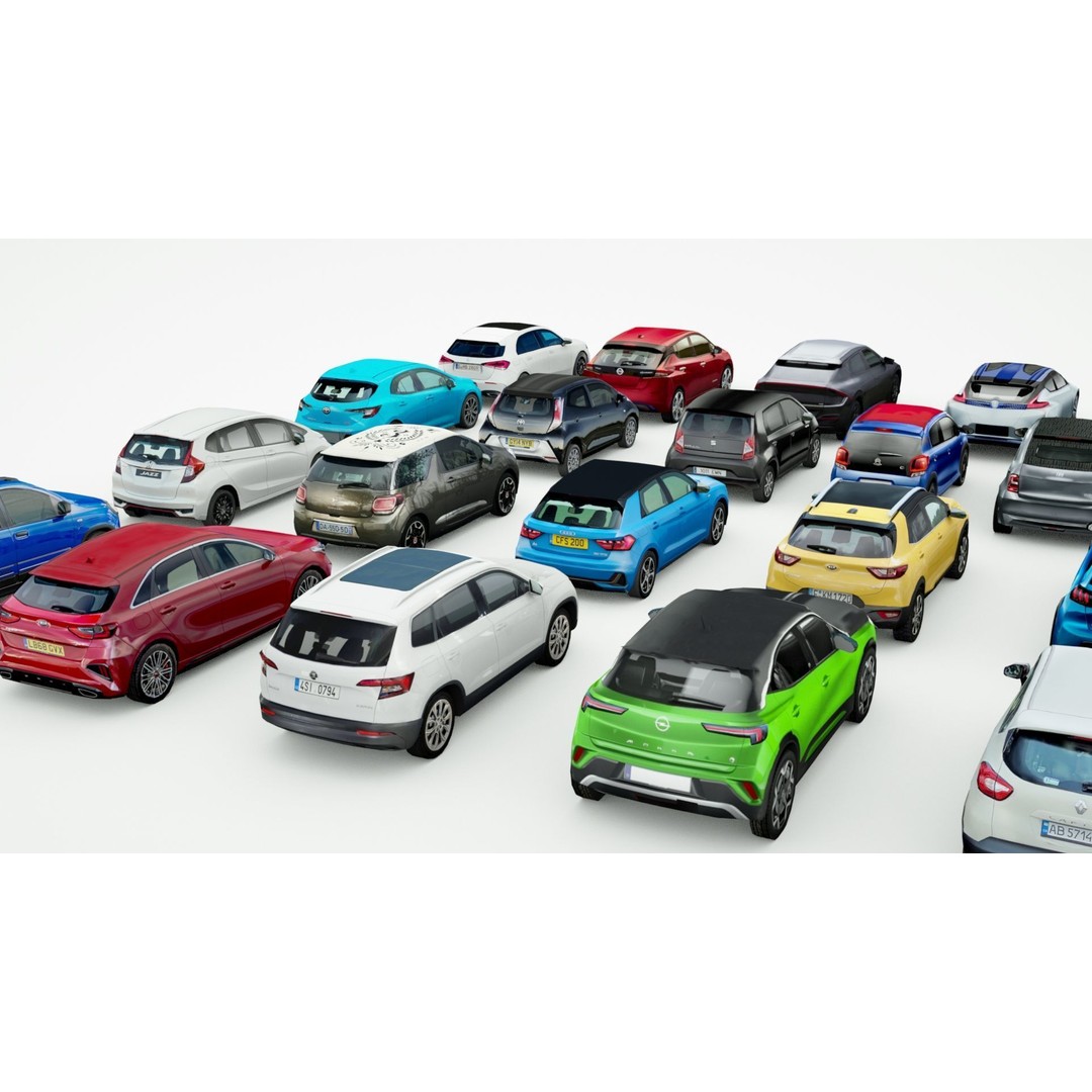 25 Low Poly Hatchbacks 3D Model – Game Ready Vehicles, FBX - View 10