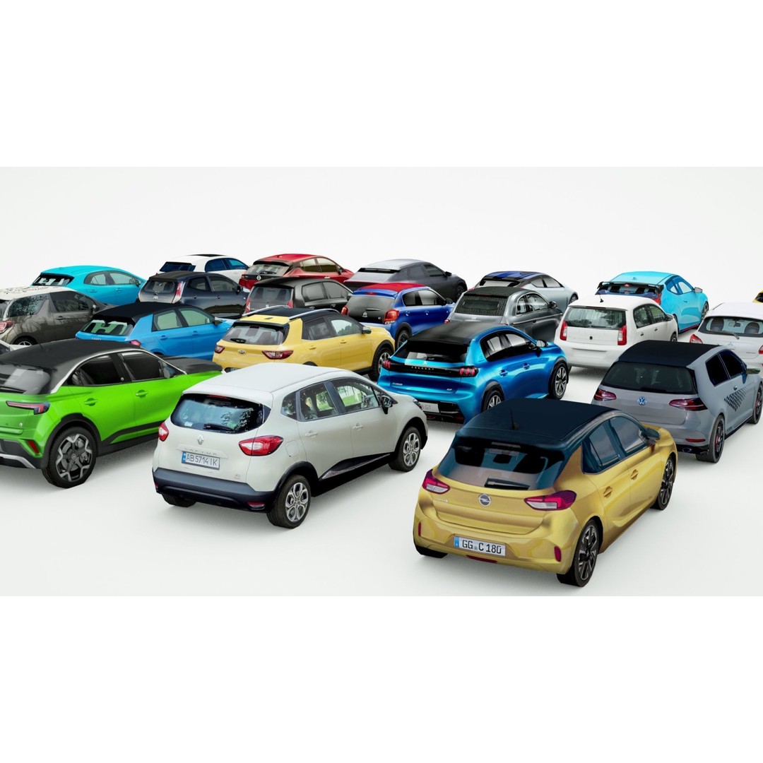 25 Low Poly Hatchbacks 3D Model – Game Ready Vehicles, FBX - View 12