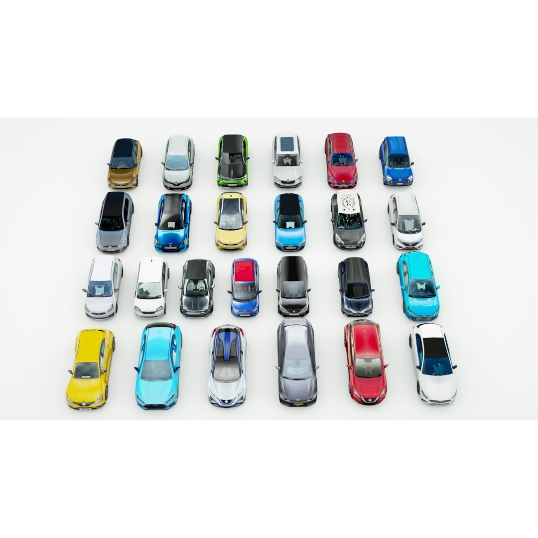25 Low Poly Hatchbacks 3D Model – Game Ready Vehicles, FBX - View 5