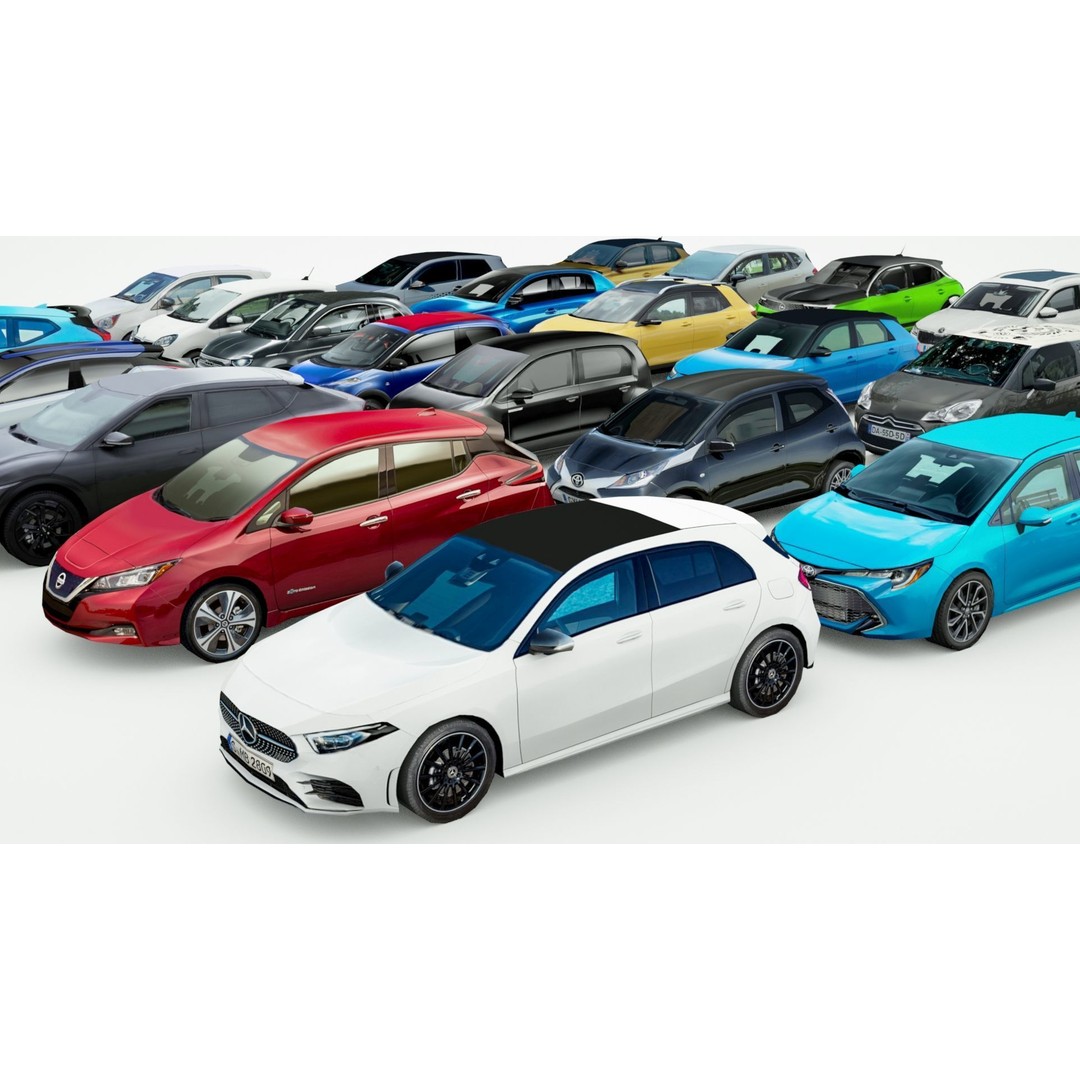 25 Low Poly Hatchbacks 3D Model – Game Ready Vehicles, FBX - View 8