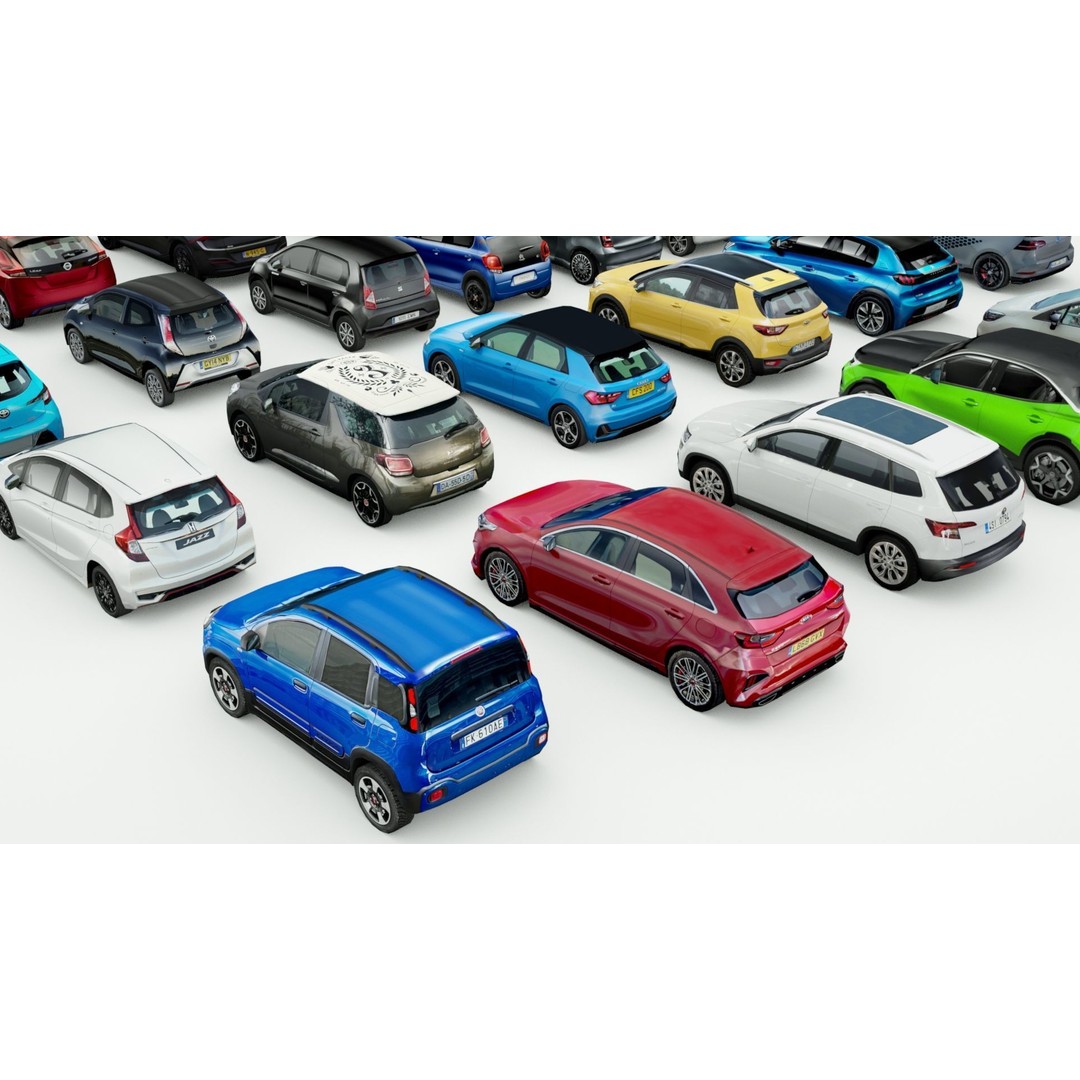 25 Low Poly Hatchbacks 3D Model – Game Ready Vehicles, FBX - View 9