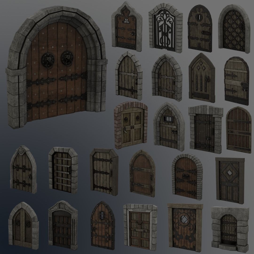 Medieval Door Pack - Low-Poly Game-Ready 3D Model - View 3