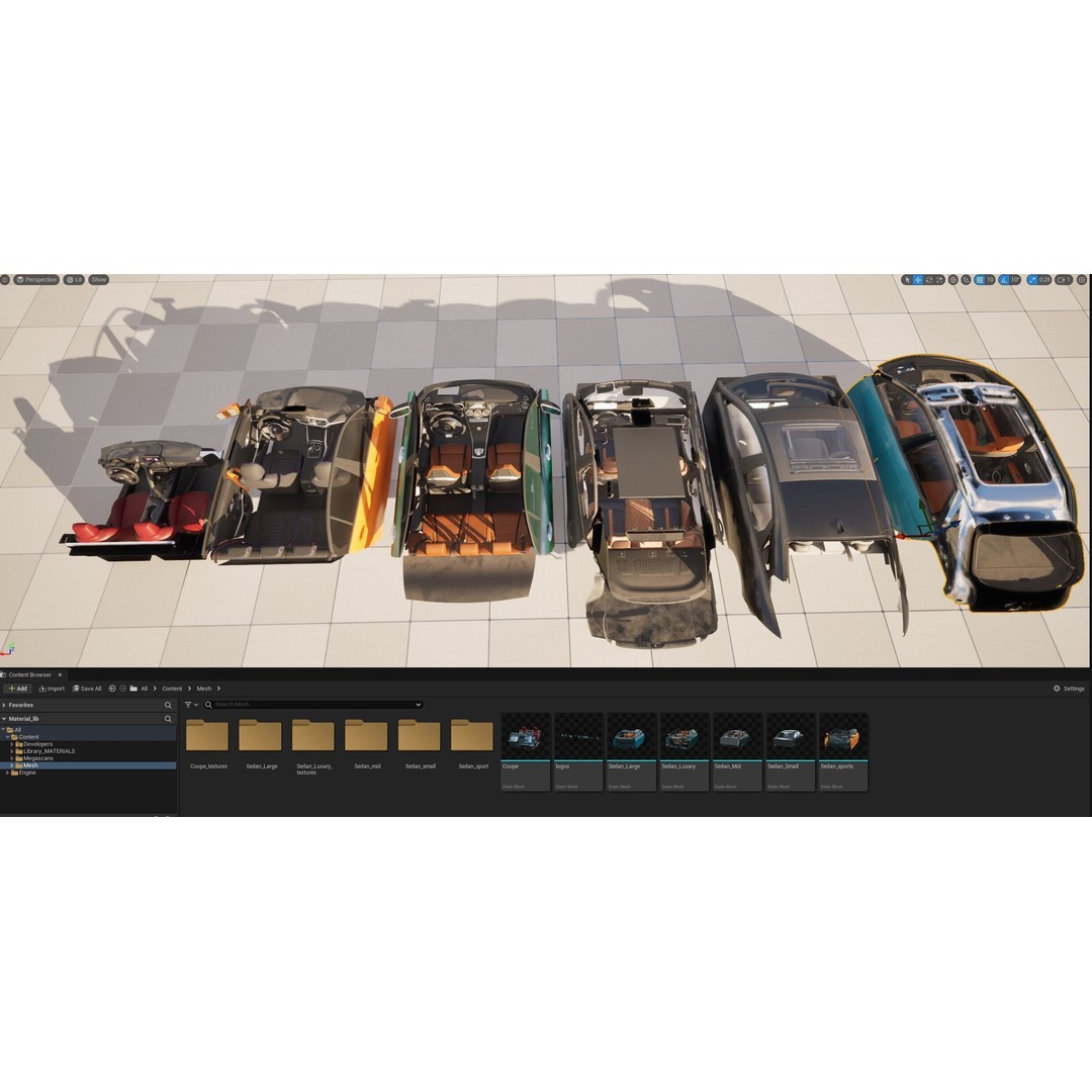 Sedan Interior 3D Model – Highly Detailed Game-Ready Bundle, FBX, OBJ - View 3