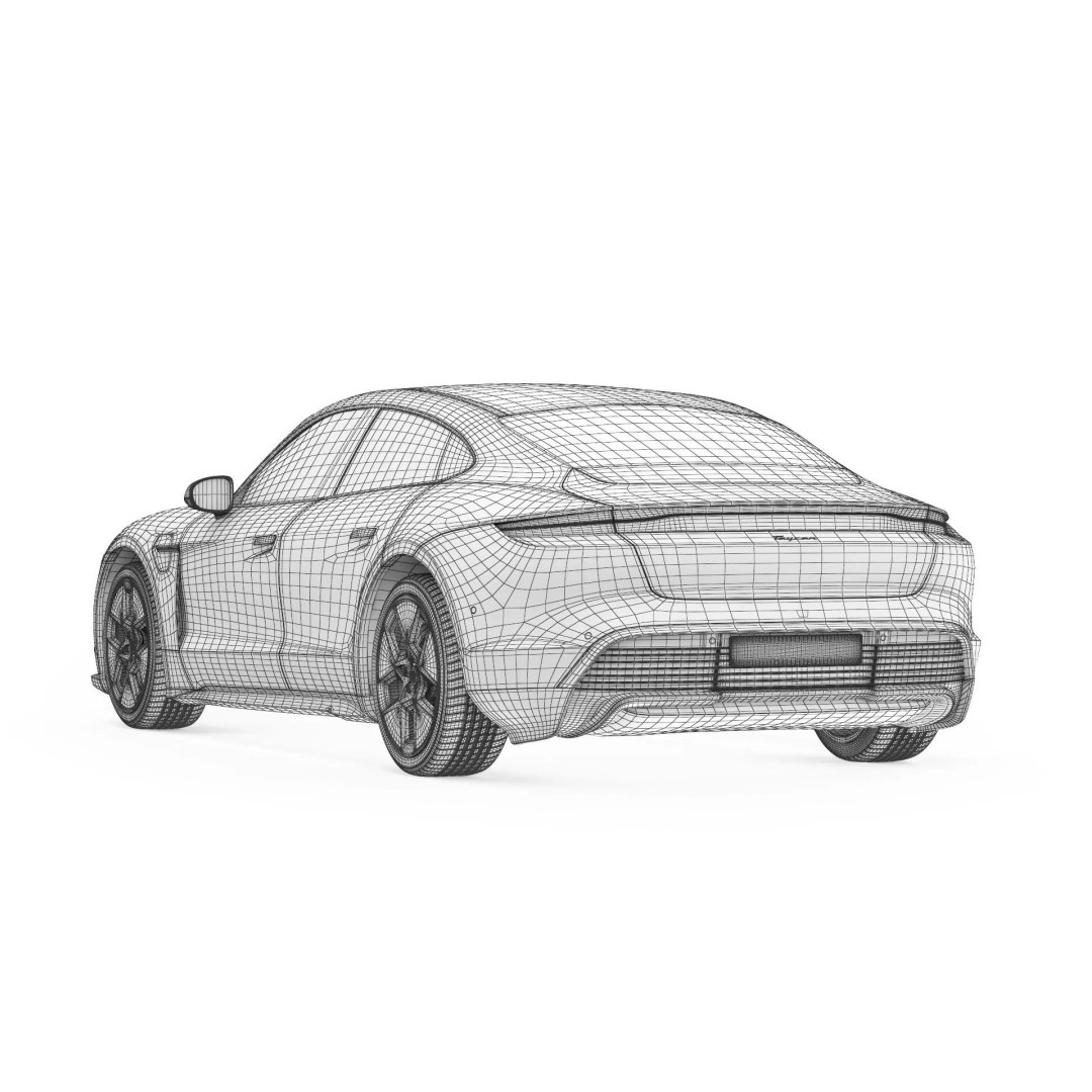 Porsche Taycan 2025 3D Model – High Poly Sport Car Asset, FBX/OBJ - View 14