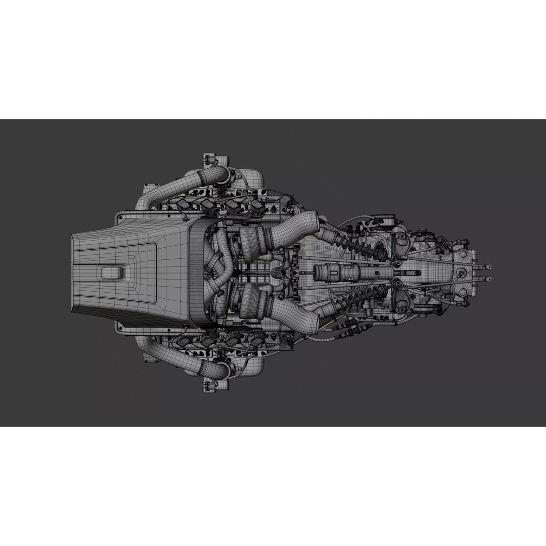 Twin Turbo Hybrid V8 Engine 3D Model – High Detail PBR Asset, FBX