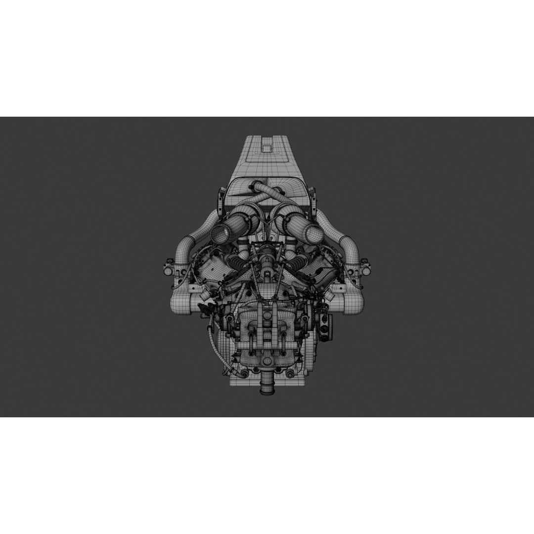 Twin Turbo Hybrid V8 Engine 3D Model – High Detail PBR Asset, FBX - View 14