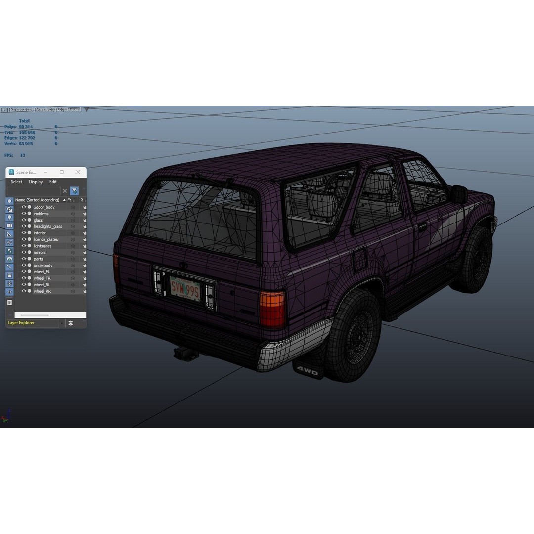 Toyota 4Runner 3D Model – Low Poly Game Ready SUV, FBX, OBJ - View 43