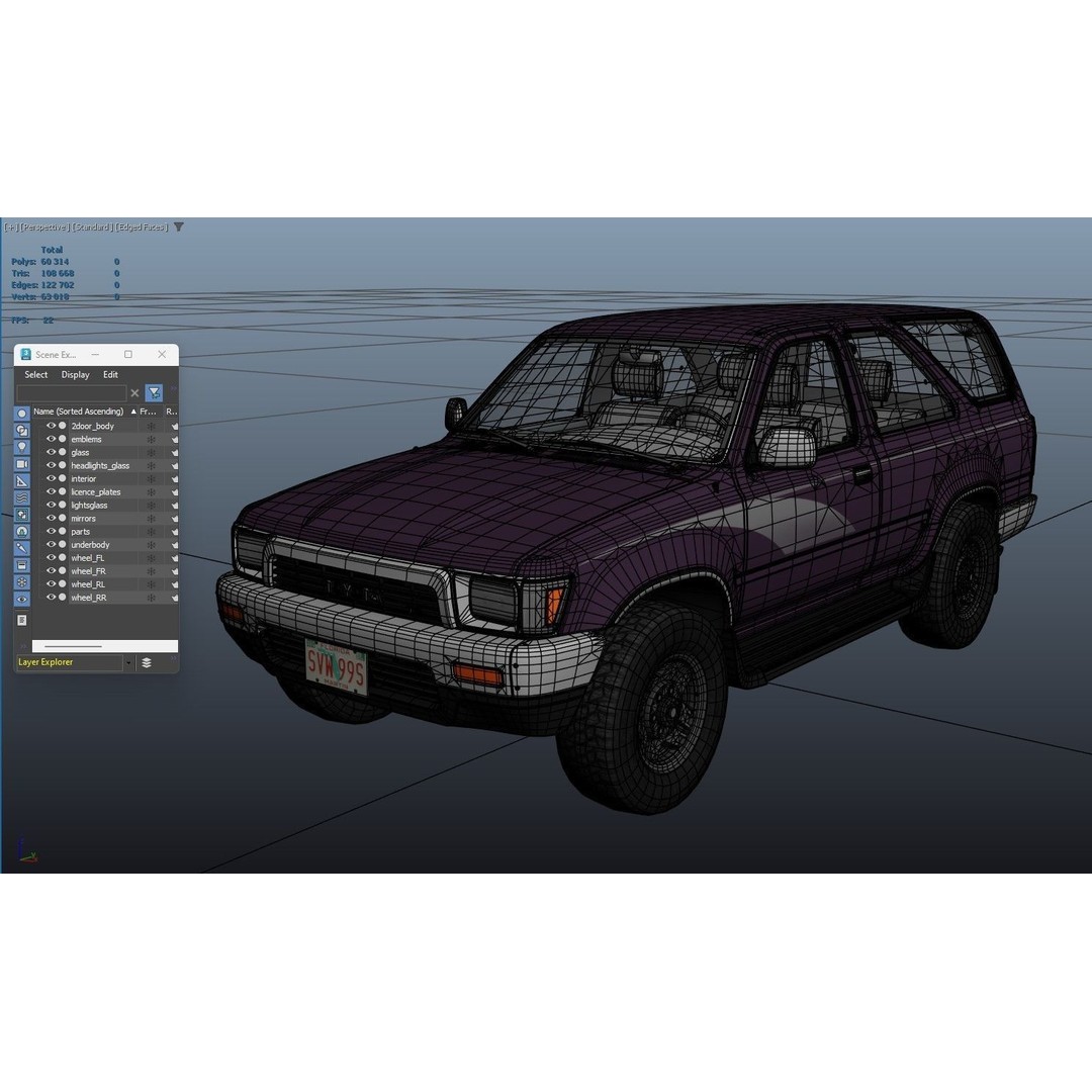 Toyota 4Runner 3D Model – Low Poly Game Ready SUV, FBX, OBJ - View 44