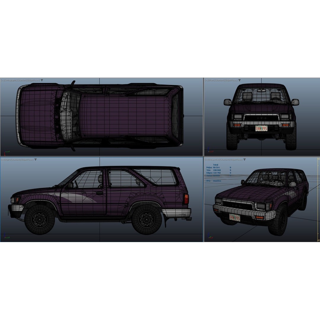 Toyota 4Runner 3D Model – Low Poly Game Ready SUV, FBX, OBJ - View 45
