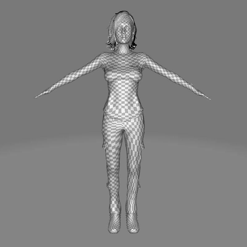 Sabrina 3D Model – Realistic Woman in Repairman Clothing, Rigged