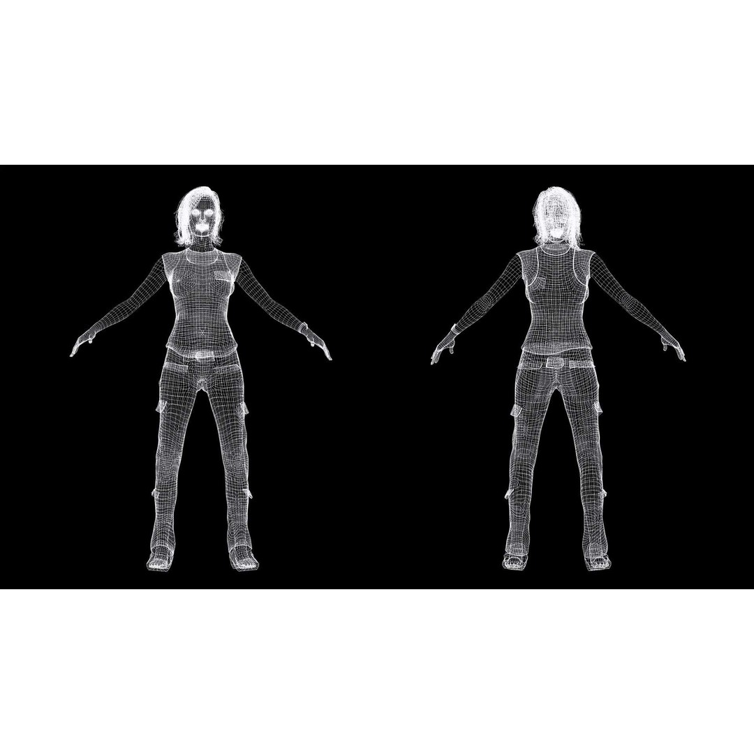 Sabrina 3D Model – Realistic Woman in Repairman Clothing, Rigged - View 19