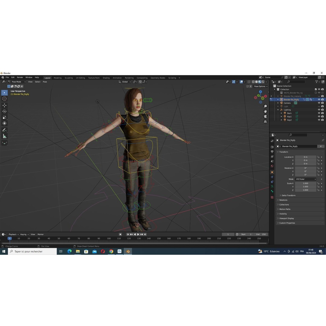 Sabrina 3D Model – Realistic Woman in Repairman Clothing, Rigged - View 23