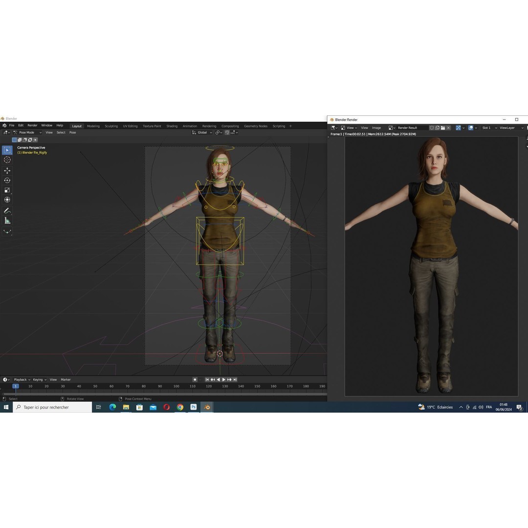 Sabrina 3D Model – Realistic Woman in Repairman Clothing, Rigged - View 24