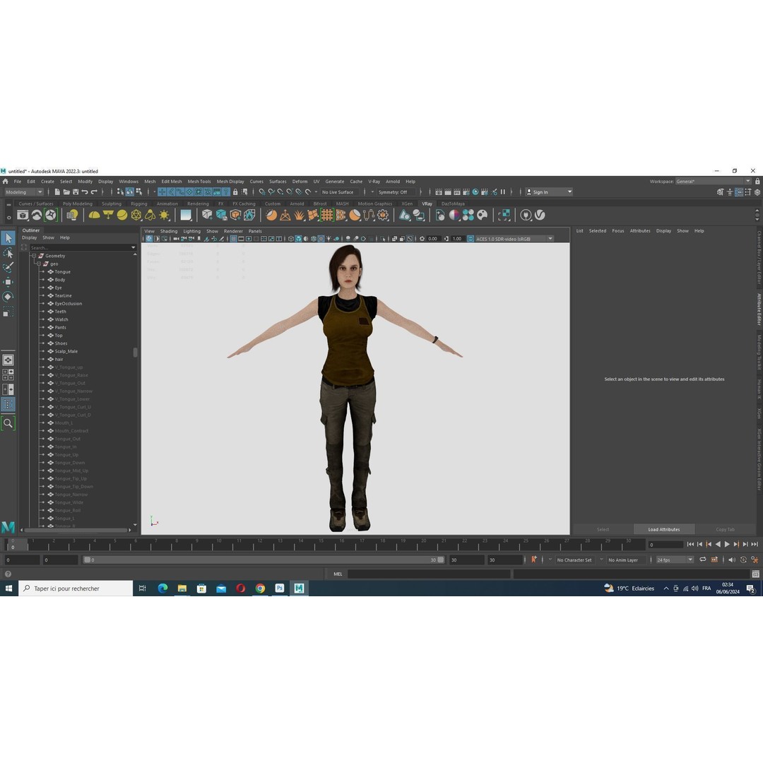Sabrina 3D Model – Realistic Woman in Repairman Clothing, Rigged - View 26