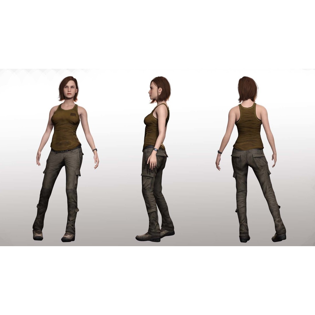 Sabrina 3D Model – Realistic Woman in Repairman Clothing, Rigged - View 4