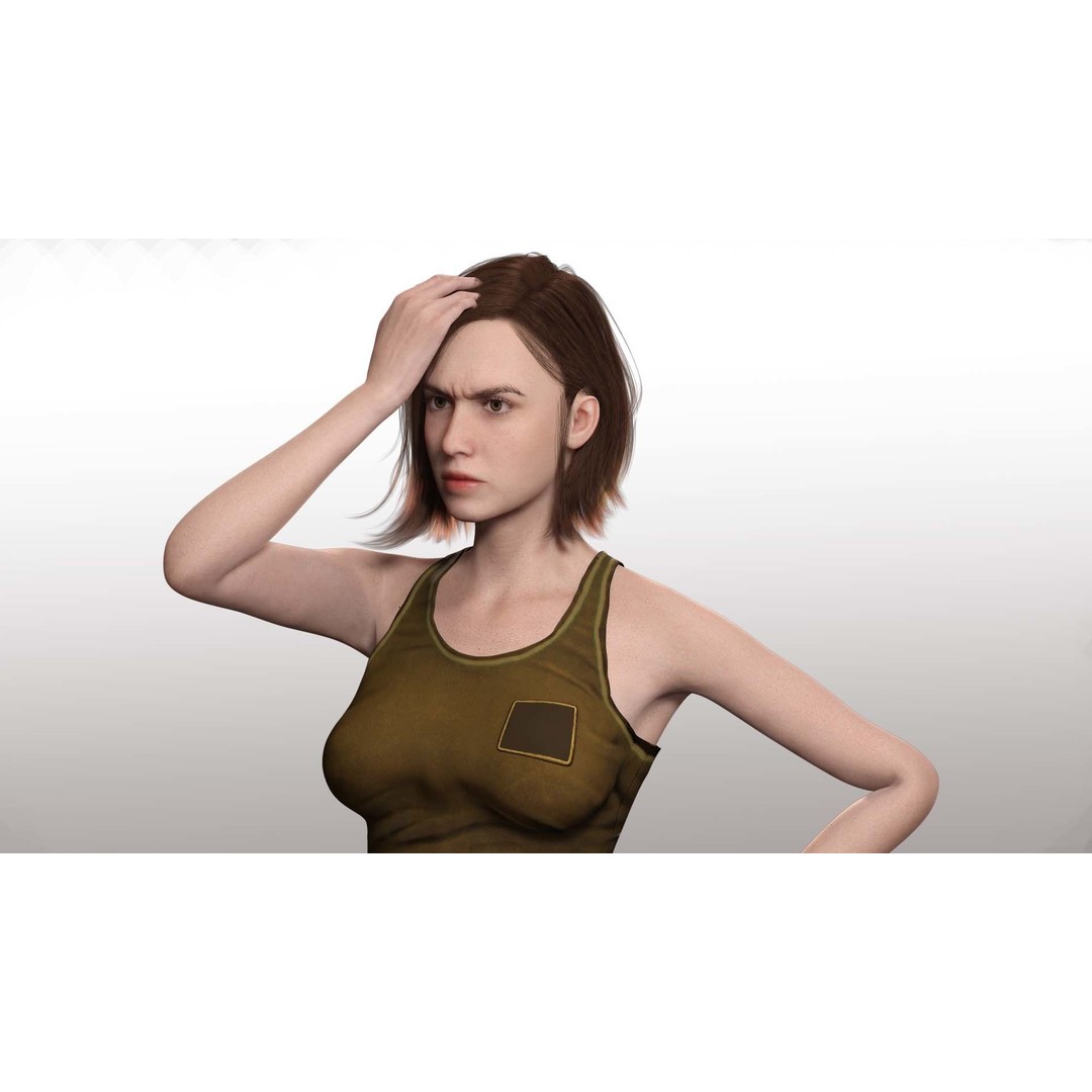 Sabrina 3D Model – Realistic Woman in Repairman Clothing, Rigged - View 5