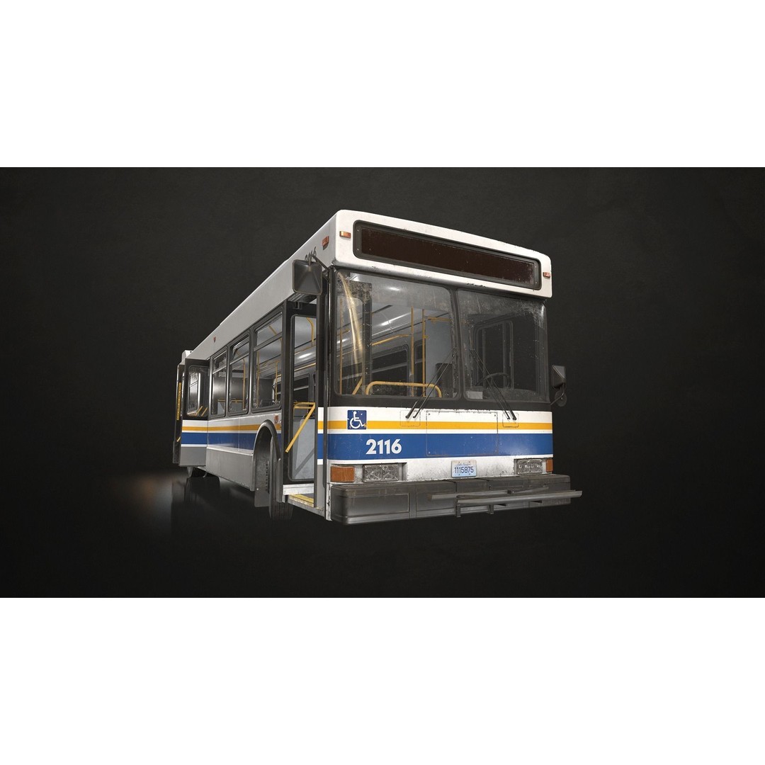 City Bus 3D Model – Low Poly Game-Ready Asset, FBX & OBJ Formats - View 3