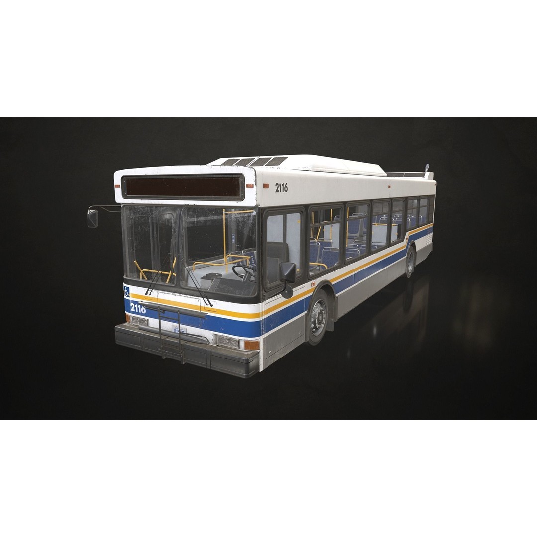 City Bus 3D Model – Low Poly Game-Ready Asset, FBX & OBJ Formats - View 4