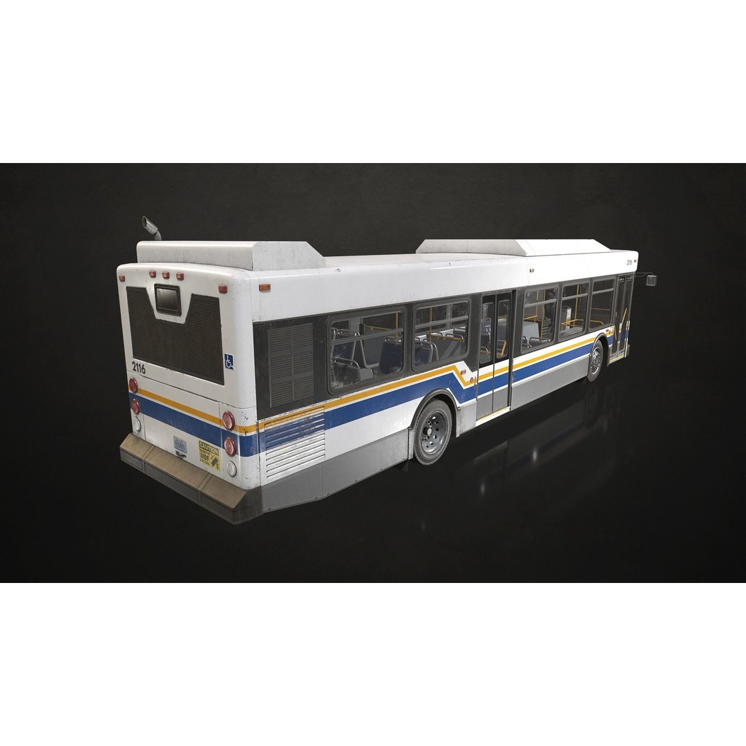 City Bus 3D Model – Low Poly Game-Ready Asset, FBX & OBJ Formats - View 6