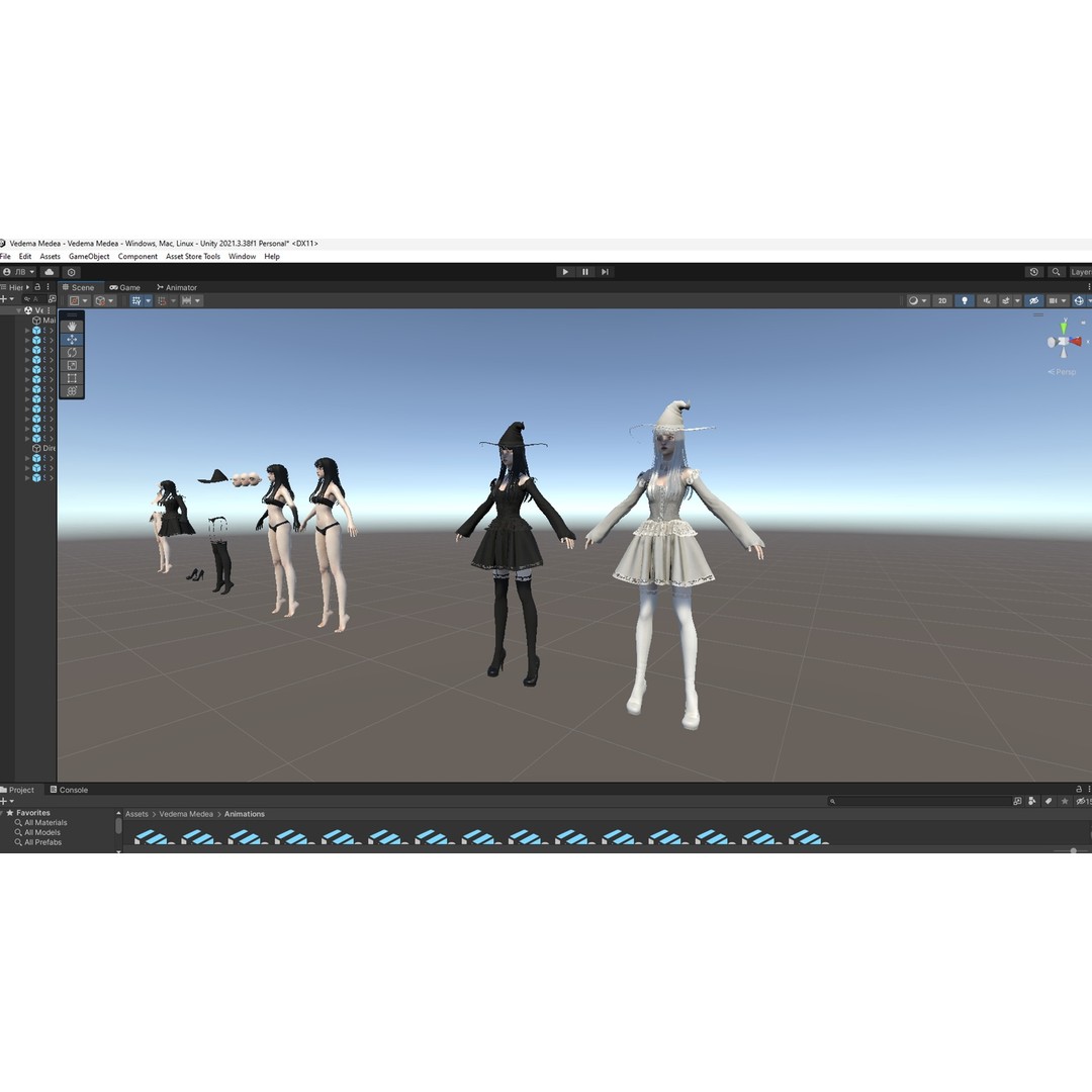 Witch Medea 3D Model – Game-Ready Low-Poly Character, FBX, Rigged