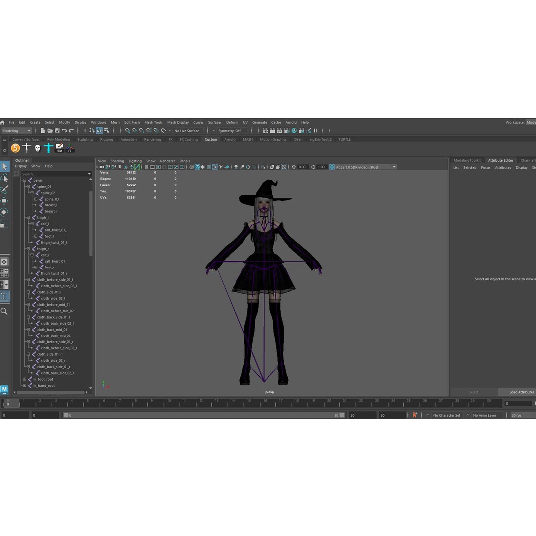 Witch Medea 3D Model – Game-Ready Low-Poly Character, FBX, Rigged - View 13