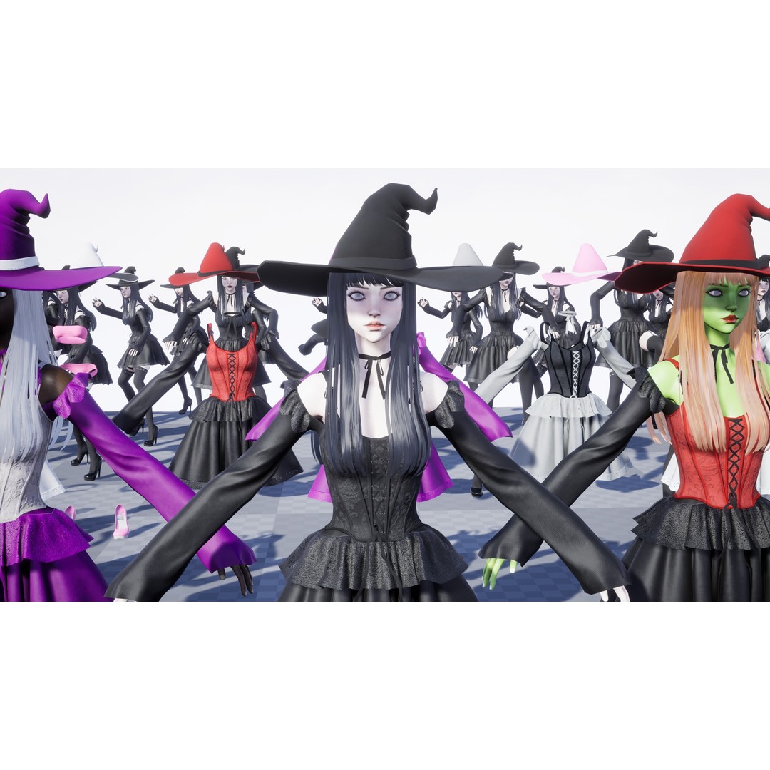 Witch Medea 3D Model – Game-Ready Low-Poly Character, FBX, Rigged - View 14