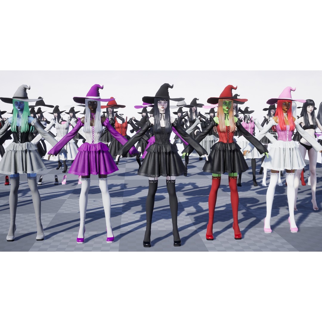 Witch Medea 3D Model – Game-Ready Low-Poly Character, FBX, Rigged - View 15