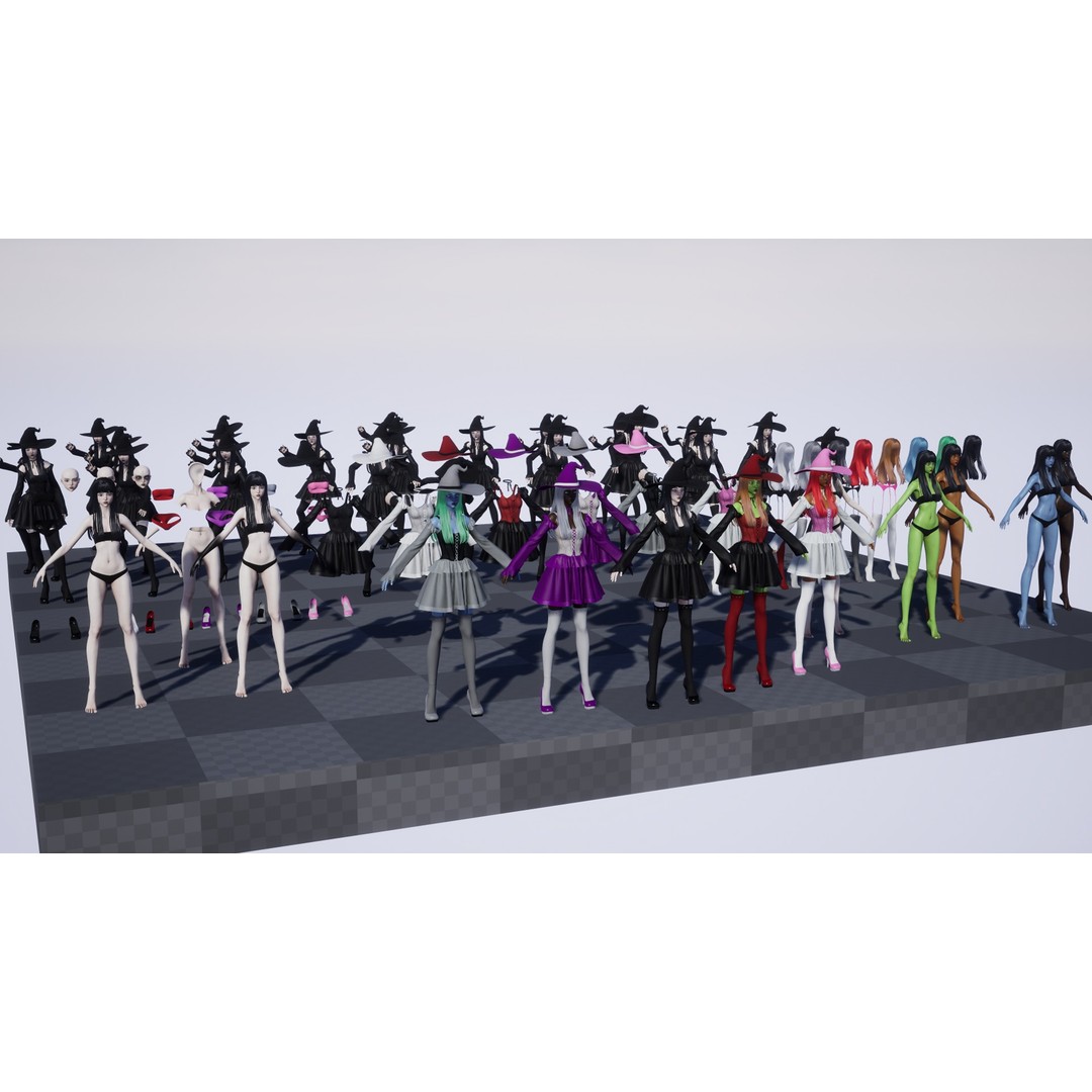 Witch Medea 3D Model – Game-Ready Low-Poly Character, FBX, Rigged - View 16