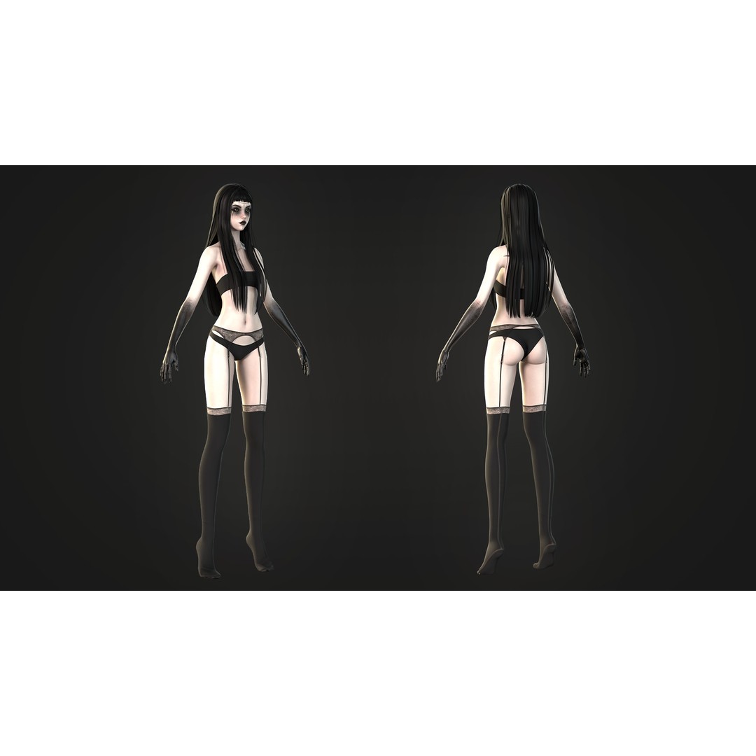 Witch Medea 3D Model – Game-Ready Low-Poly Character, FBX, Rigged - View 5