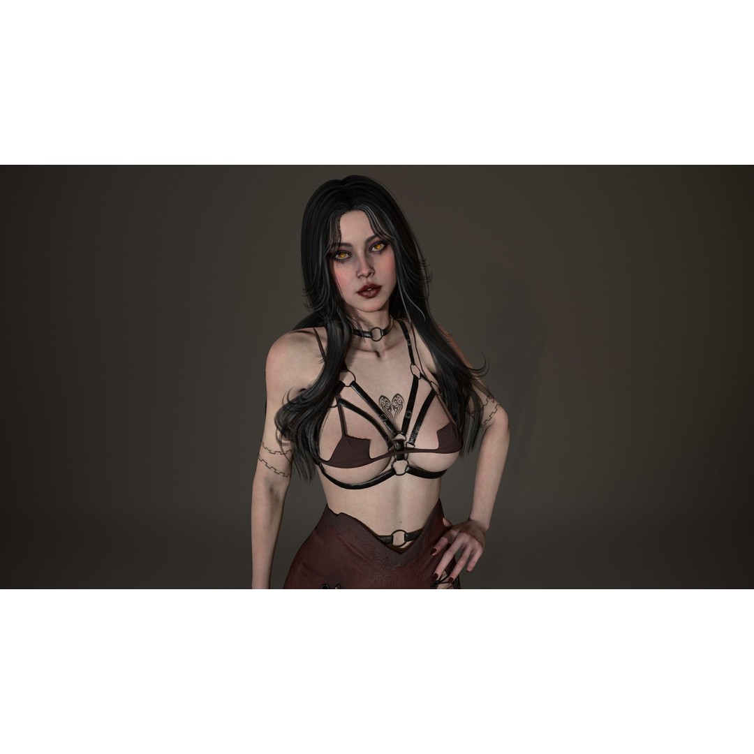 Demon Woman 3D Model – Low Poly Rigged Character with Animations, FBX - View 10