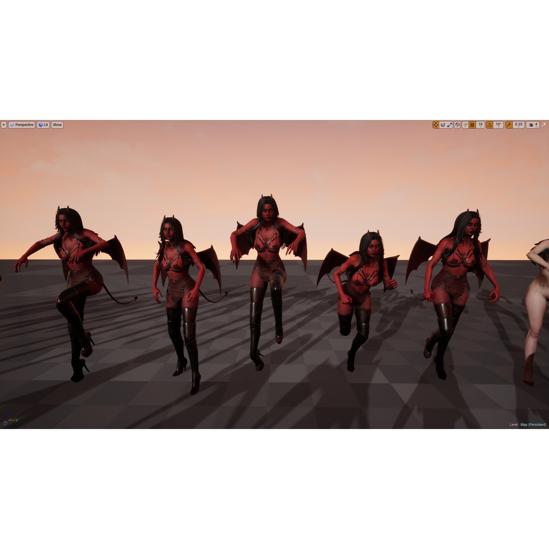 Demon Woman 3D Model – Low Poly Rigged Character with Animations, FBX - View 20