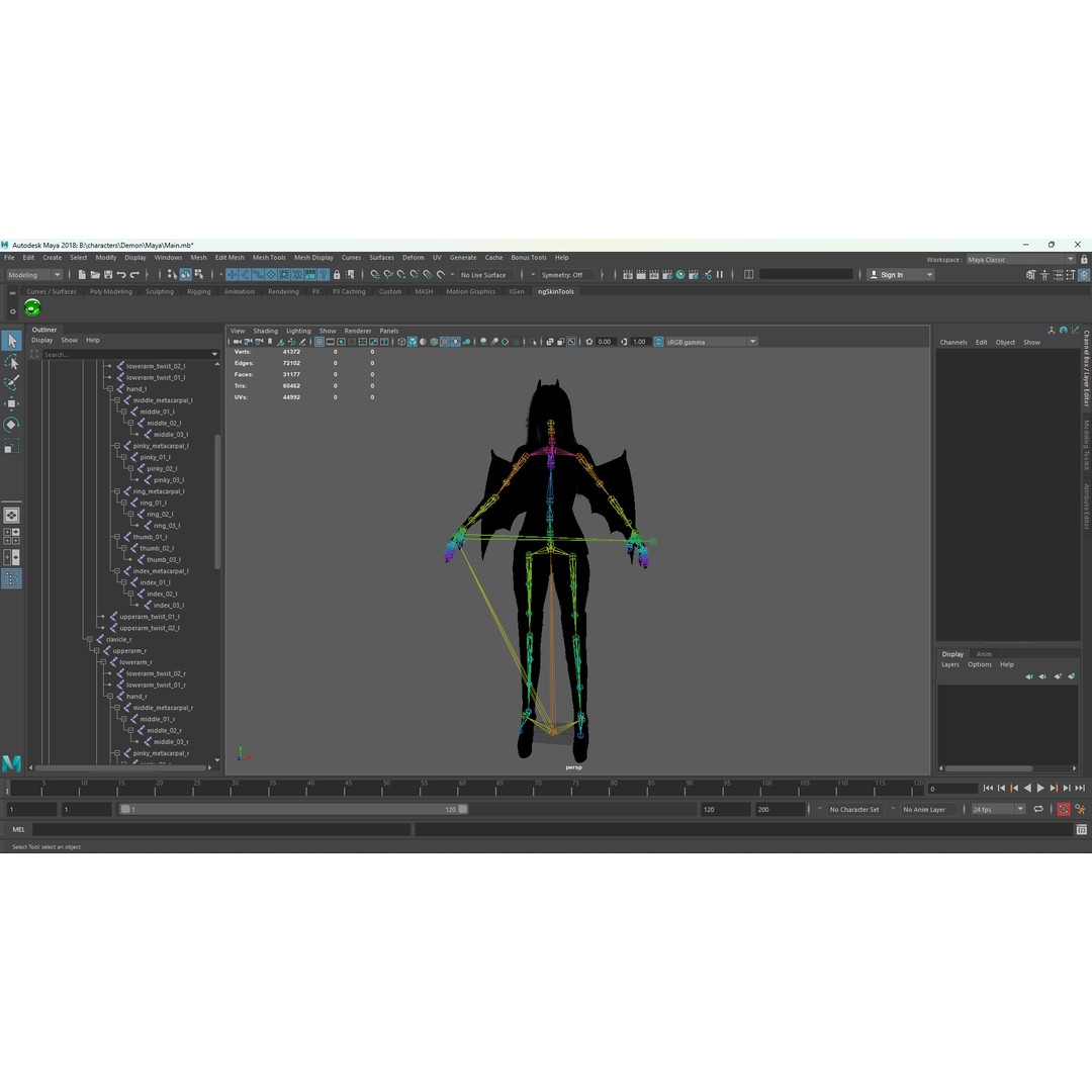 Demon Woman 3D Model – Low Poly Rigged Character with Animations, FBX - View 22
