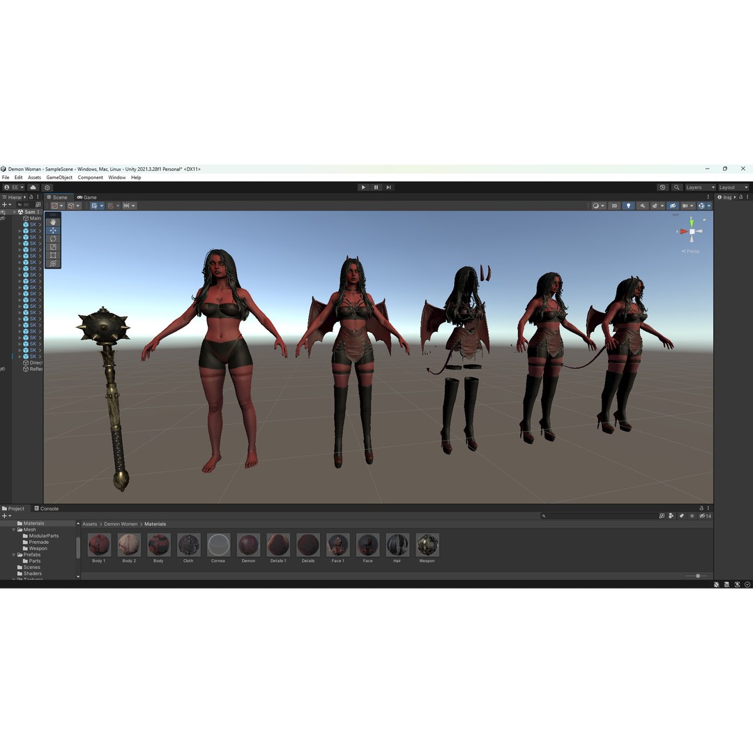 Demon Woman 3D Model – Low Poly Rigged Character with Animations, FBX - View 23