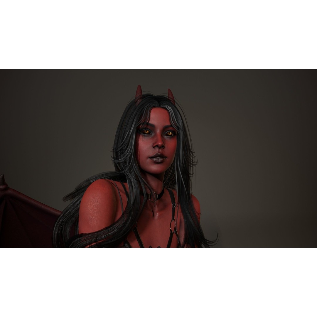 Demon Woman 3D Model – Low Poly Rigged Character with Animations, FBX - View 3